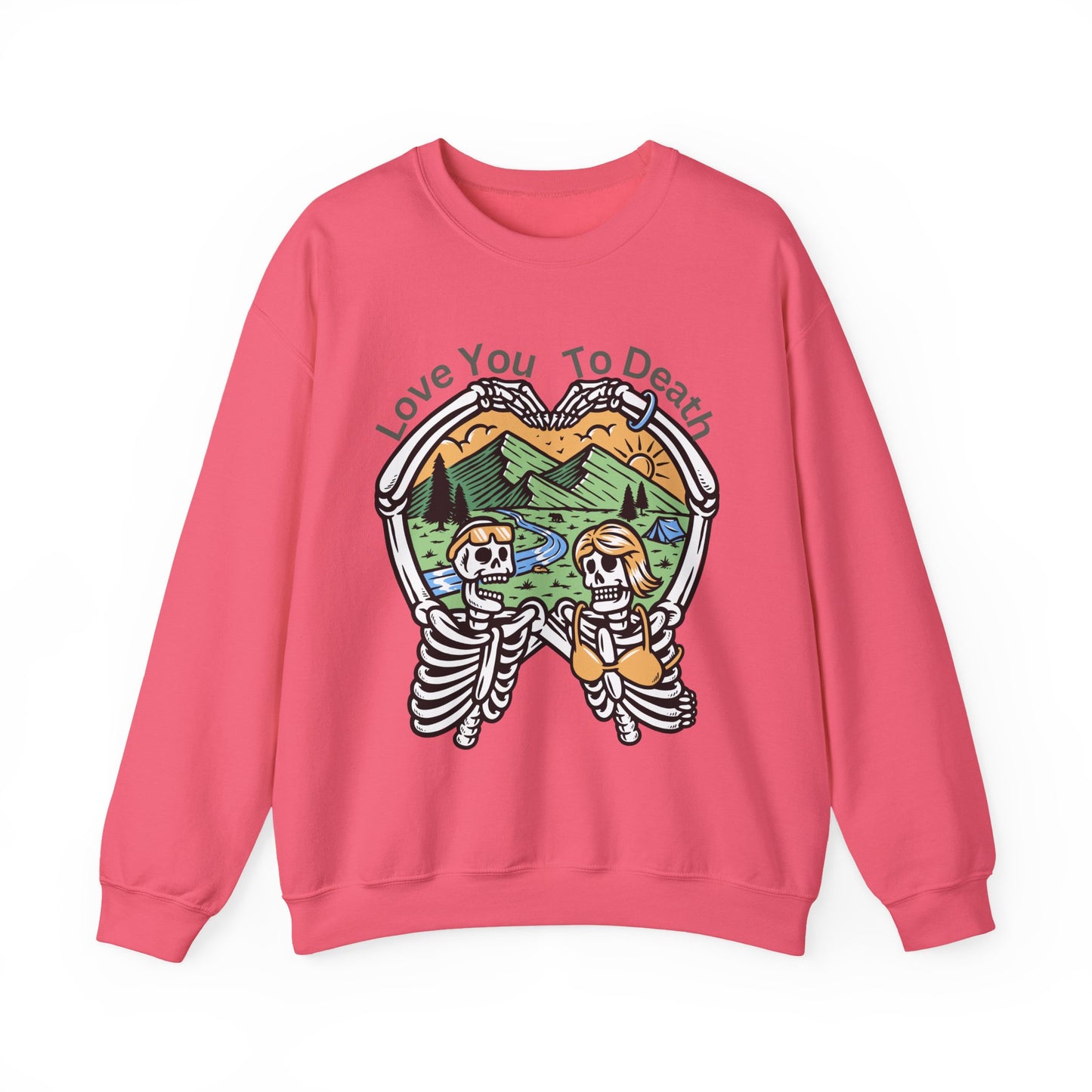 Love You To Death Graphic Sweatshirt, Cozy Fall Apparel, Halloween Gift, Couple's Sweatshirt
