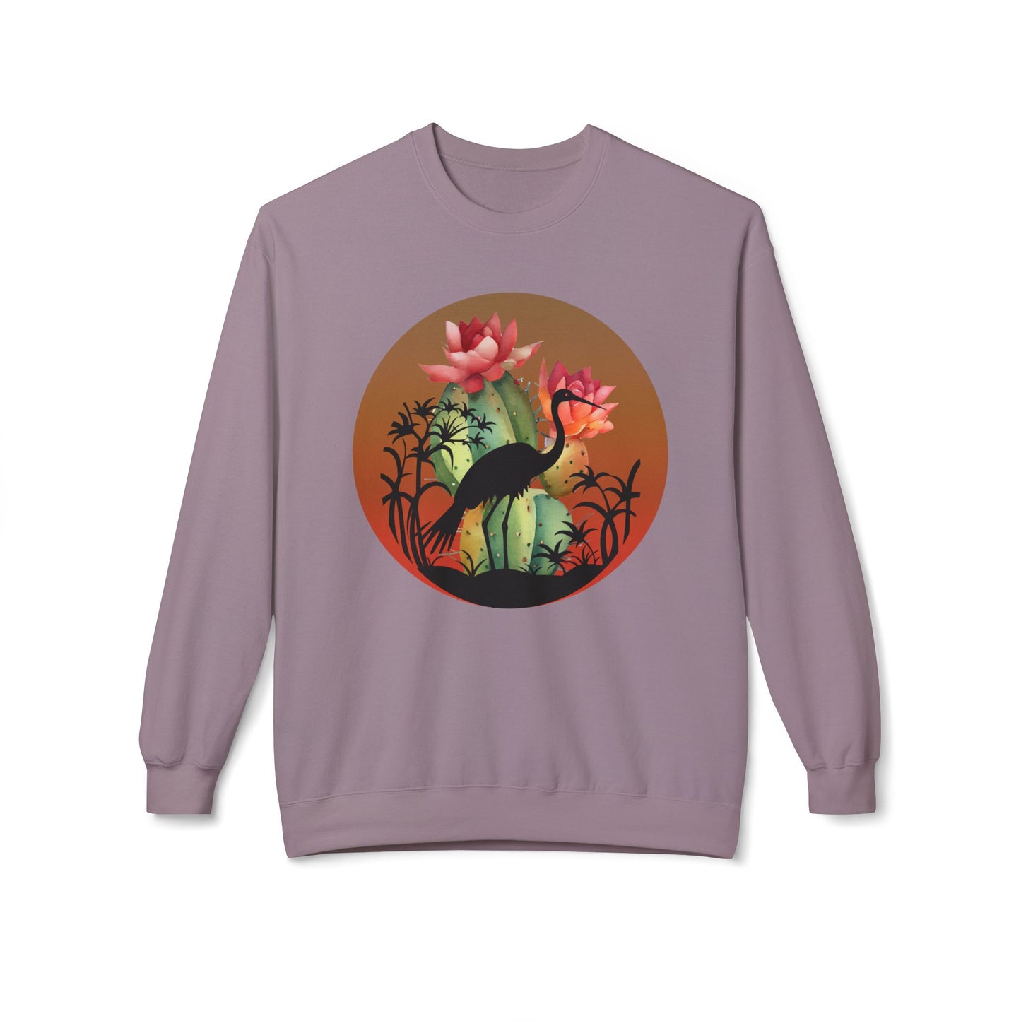 Botanical Crane Sweatshirt - Vintage Floral Crew - Garden Lover Apparel - Nature Inspired Gift