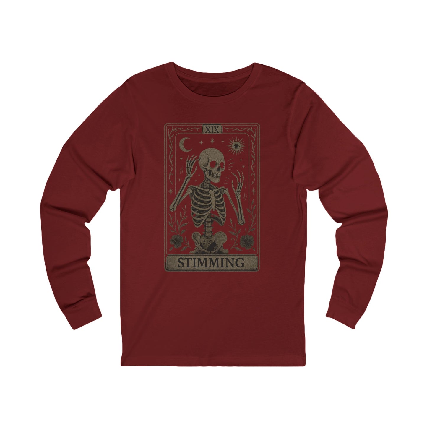 Unisex Jersey Long Sleeve Tarot Style Skeleton Sweatshirt