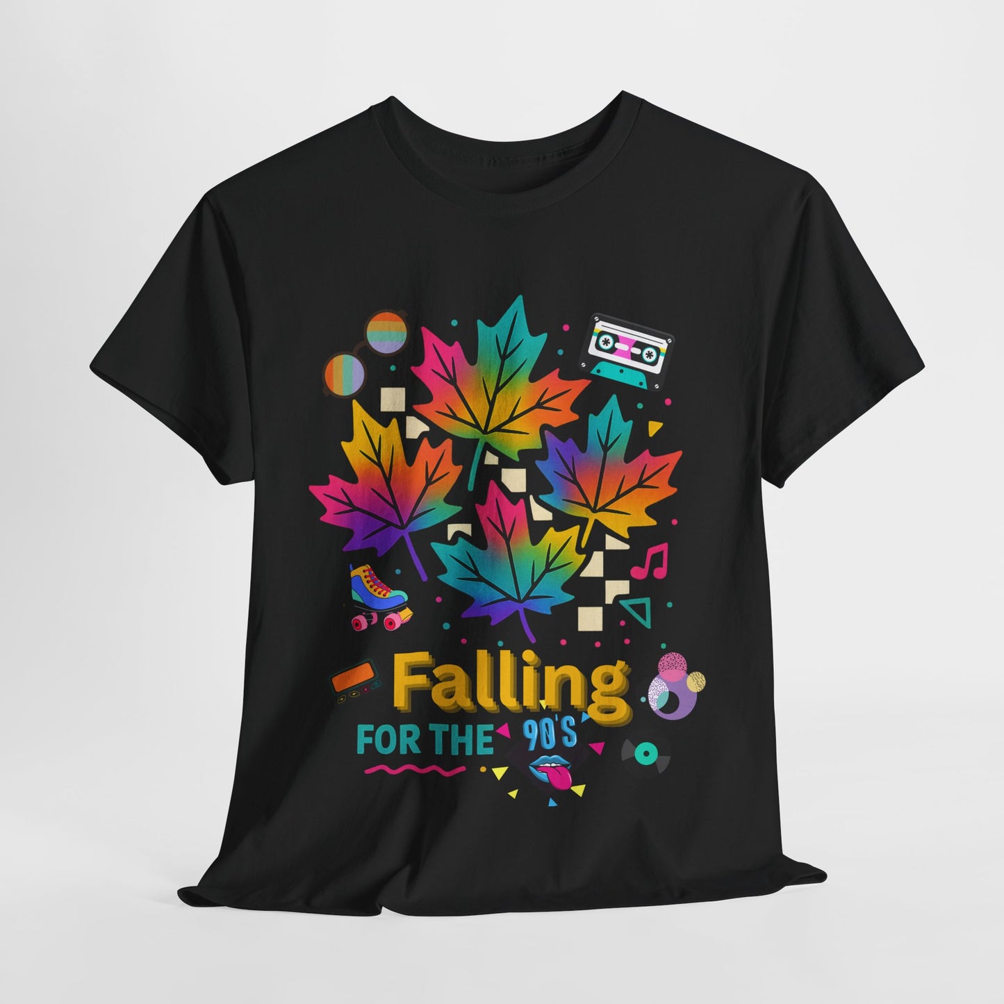 Fall 90s Vibes Tee, 90s Nostalgia T-shirt, Neon Fall Leaves