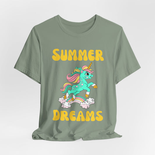 Unicorn Summer Dreams Tee, Casual Summer T-Shirt, Fun Unicorn Apparel, Gift for Kids & Teens