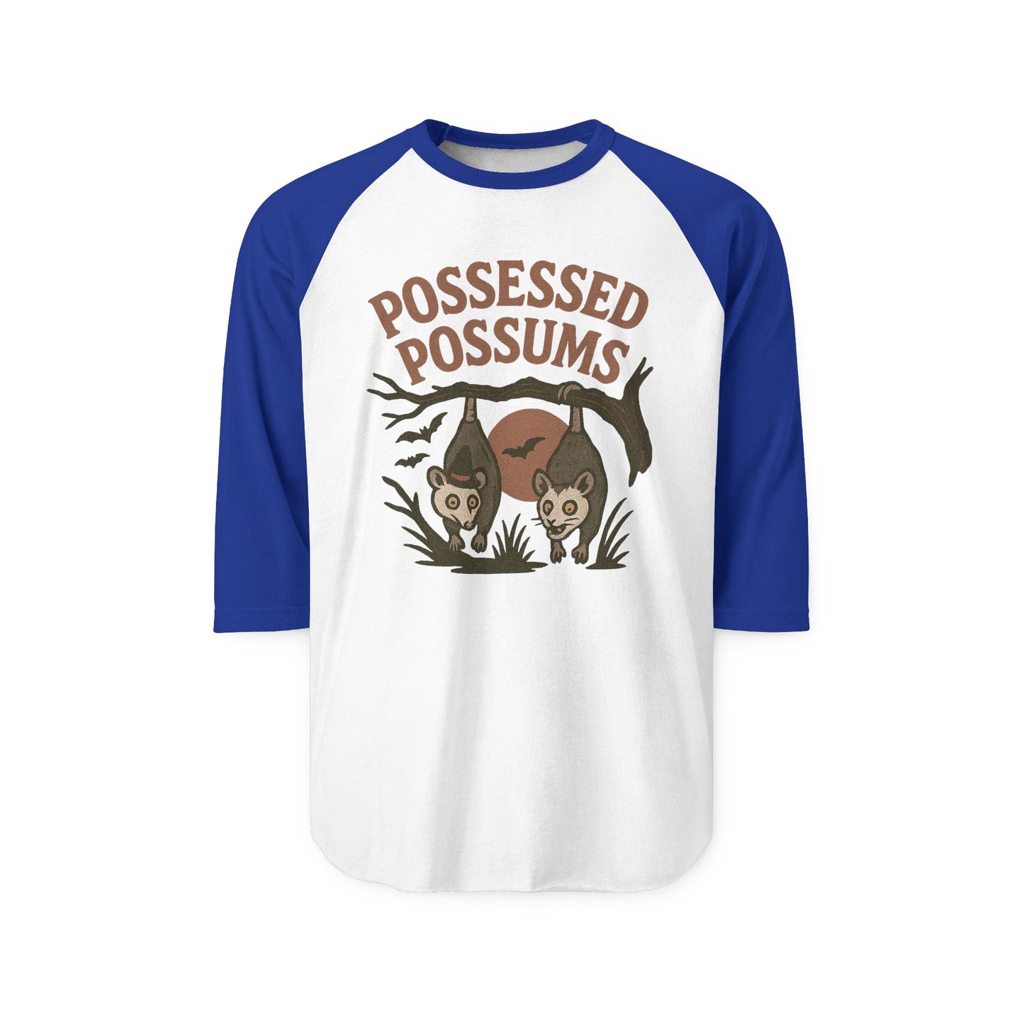 Possessed Possums Raglan Tee, Unisex Halloween Shirt, Quirky Animal Tee, Gift for Possum Lovers, Fun Casual Wear
