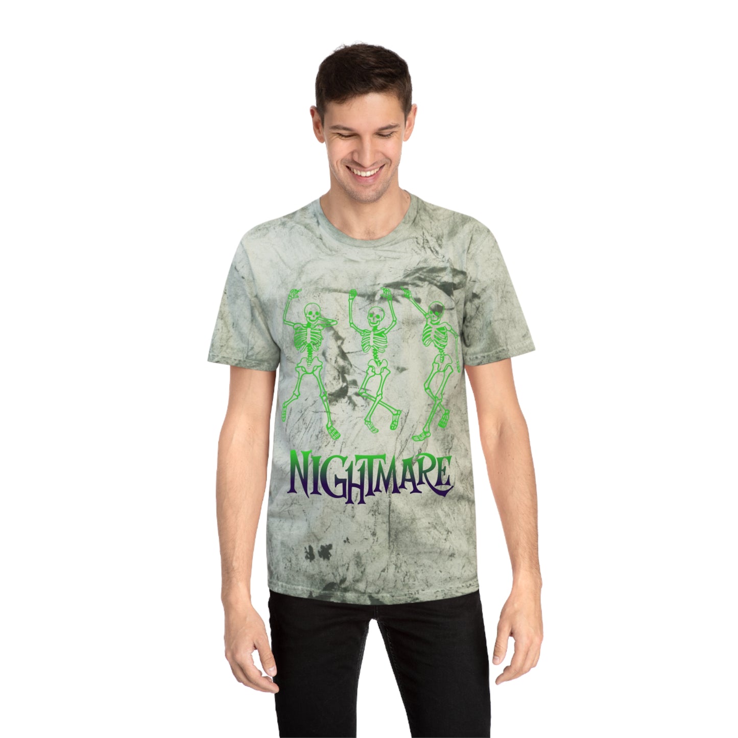 Unisex Skeleton Dance T-Shirt, Tie-Dye Tee, Halloween Apparel, Spooky Fashion, Casual Wear, Unique Gift