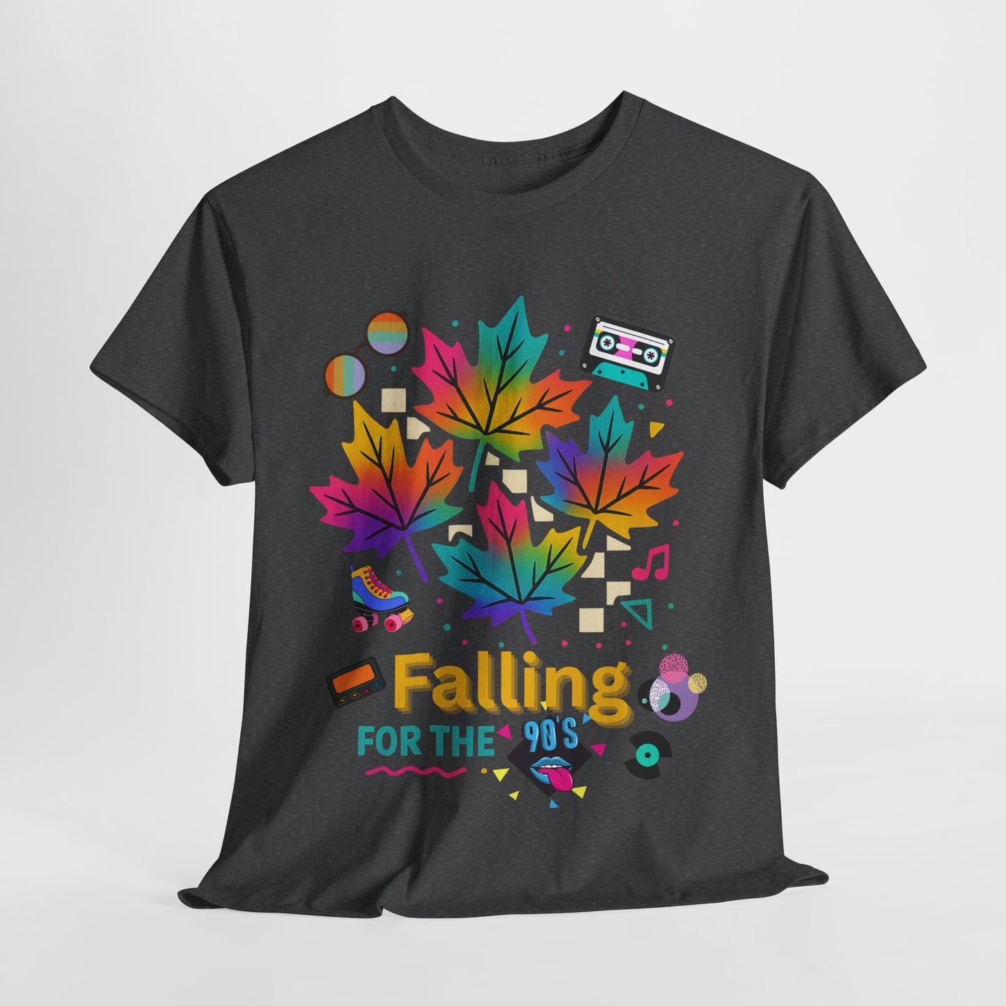 Fall 90s Vibes Tee, 90s Nostalgia T-shirt, Neon Fall Leaves