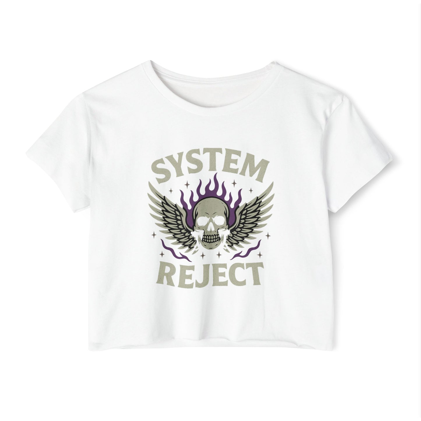 Women's Festival Crop Top with 'SYSTEM REJECT' Graphic, Bohemian Style Activewear, Music Festival Outfit, Edgy Summer Top, Streetwear [...]