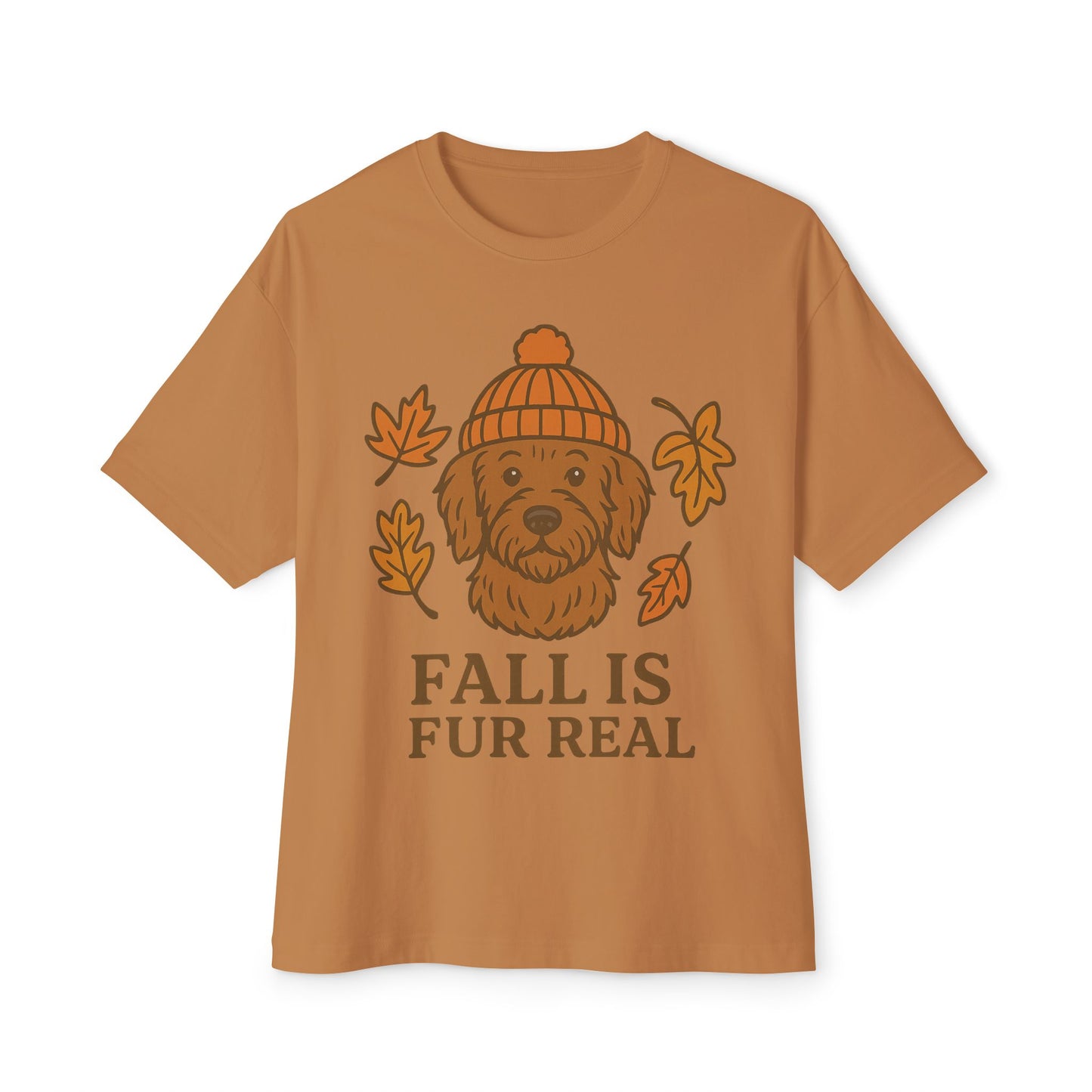 Cozy Fall Dog T-Shirt - Unisex Oversized Boxy Tee, Cute Pet Lover Gift, Autumn Apparel, Fall Fashion, Dog Mom Must-Have