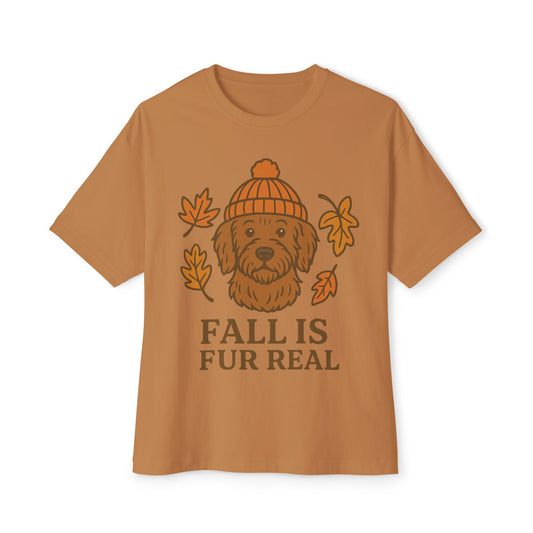 Cozy Fall Dog T-Shirt - Unisex Oversized Boxy Tee, Cute Pet Lover Gift, Autumn Apparel, Fall Fashion, Dog Mom Must-Have