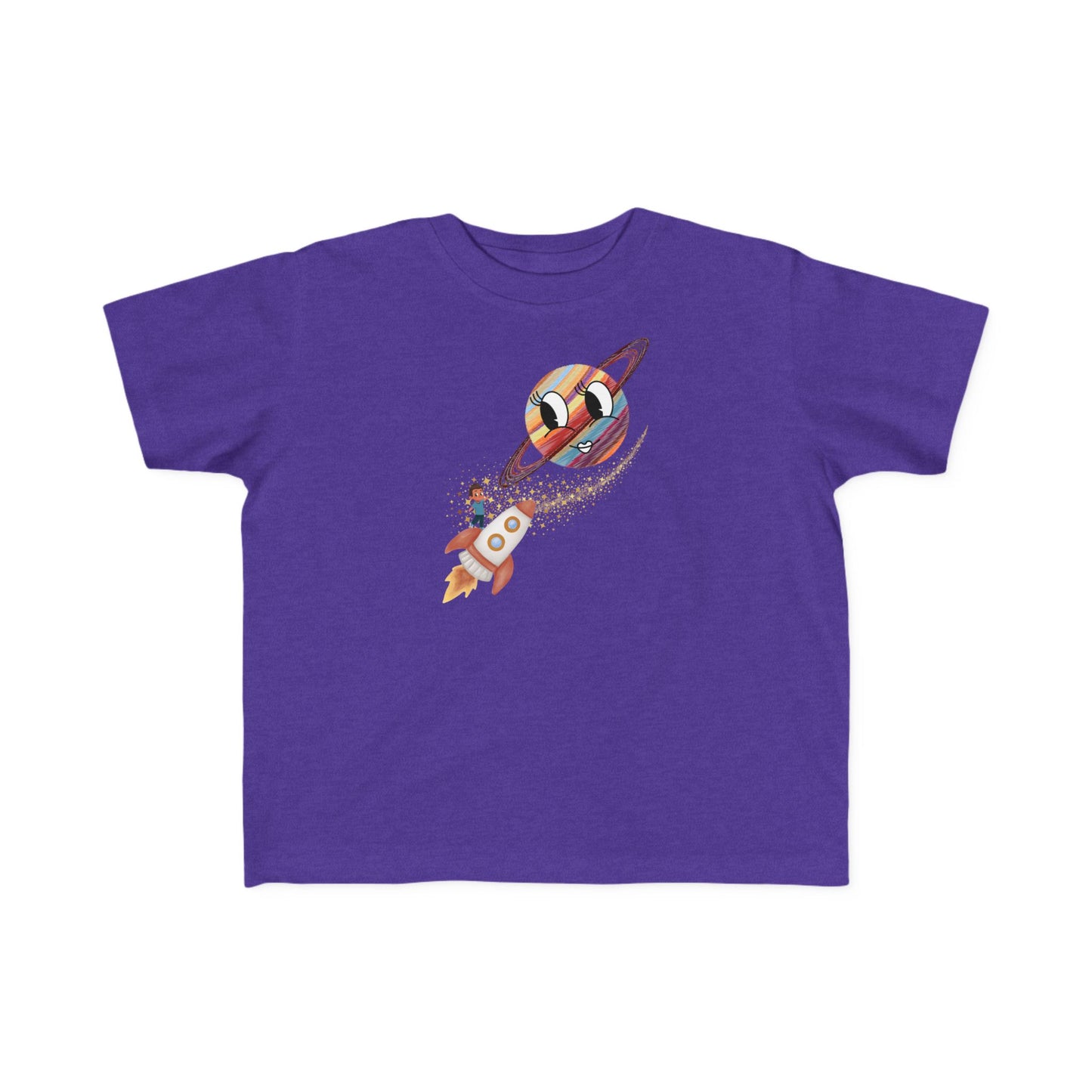 Smiling Saturn Rocket T-Shirt: Space Adventure for Kids, Future Astronauts