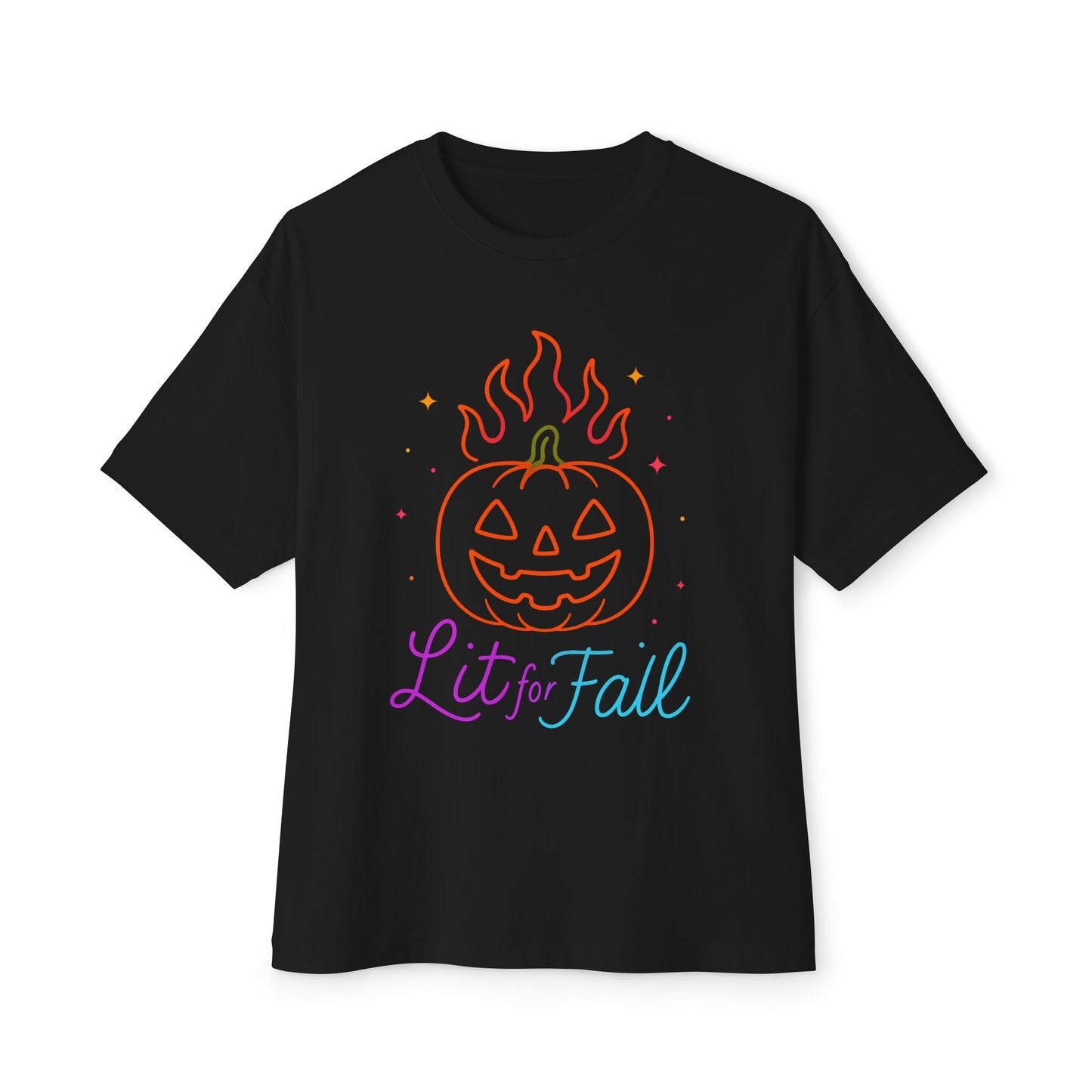 Lit for Fall Oversized Tee, Unisex Halloween T-Shirt, Cozy Fall Apparel, Spooky Season Tee, Pumpkin Design Shirt