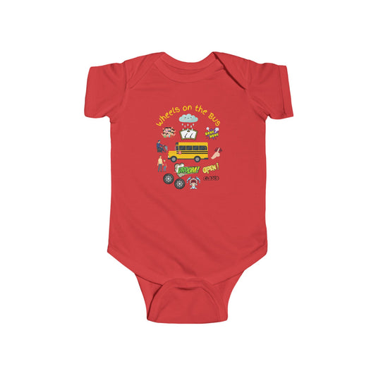 Baby Bodysuit - Wheels on the Bus Classic Children's Song Outfit