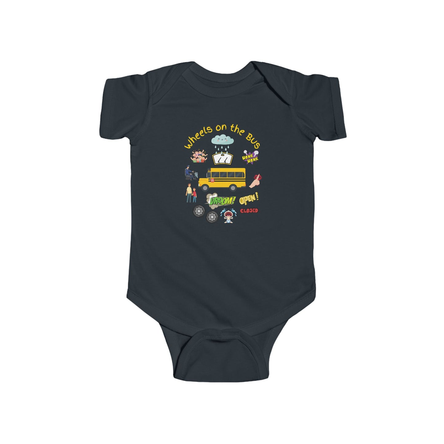 Baby Bodysuit - Wheels on the Bus Classic Children's Song Outfit