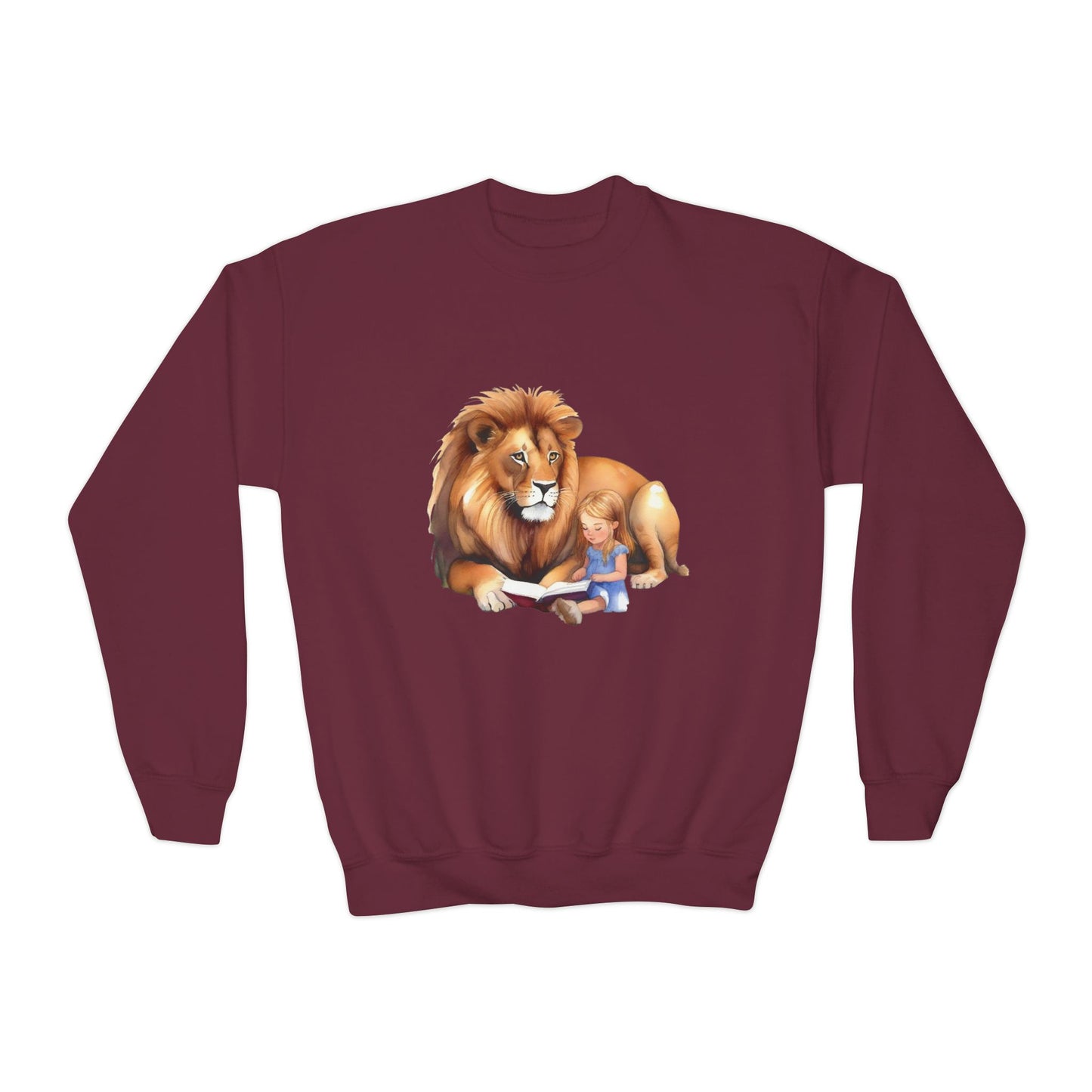 Youth Crewneck Sweatshirt featuring a Lion and Child, Animal Lovers Gift, Kids Sweatshirt, Fun Adventure Apparel, Perfect [...]