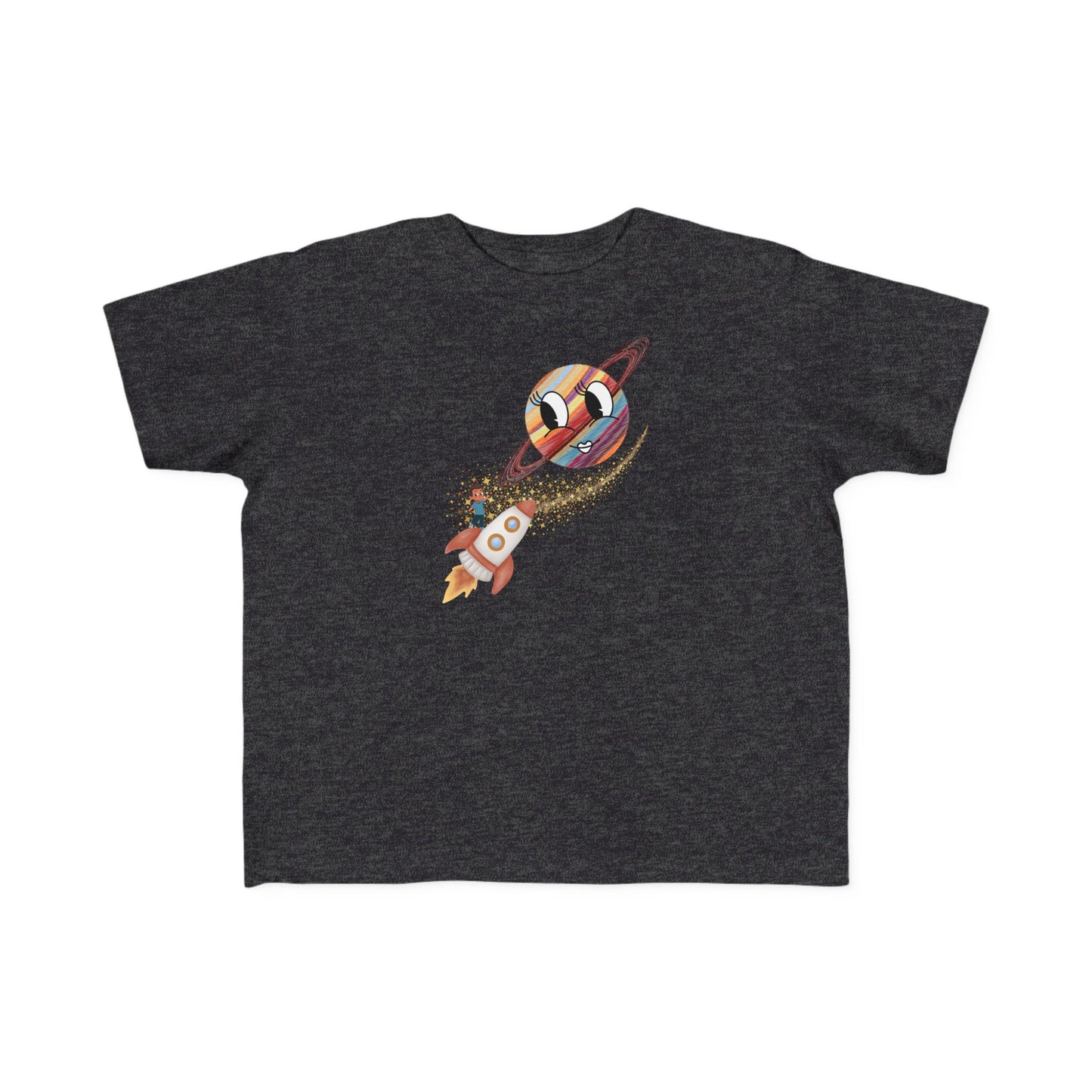 Smiling Saturn Rocket T-Shirt: Space Adventure for Kids, Future Astronauts