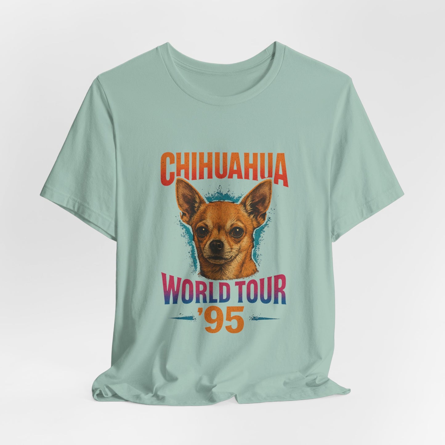 Chihuahua World Tour Tee, Retro Dog Lovers Gift, Cute Animal Tee, Casual Wear, Pet Enthusiast Shirt, Vintage Style T-Shirt