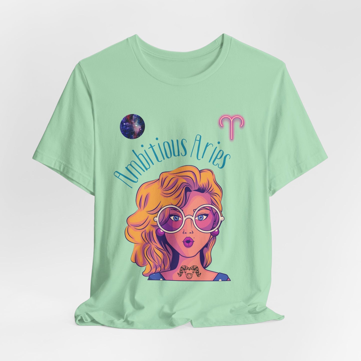 Ambitious Aries Zodiac Short Sleeve T-Shirt: Astrology Gift for Women