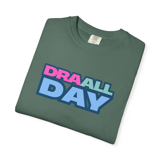 RBT BCBA Comfort Colors T-Shirt with 'DRA ALL DAY' Graphic, Casual ABA Tee, Gift for Therapist, Fun Statement Shirt
