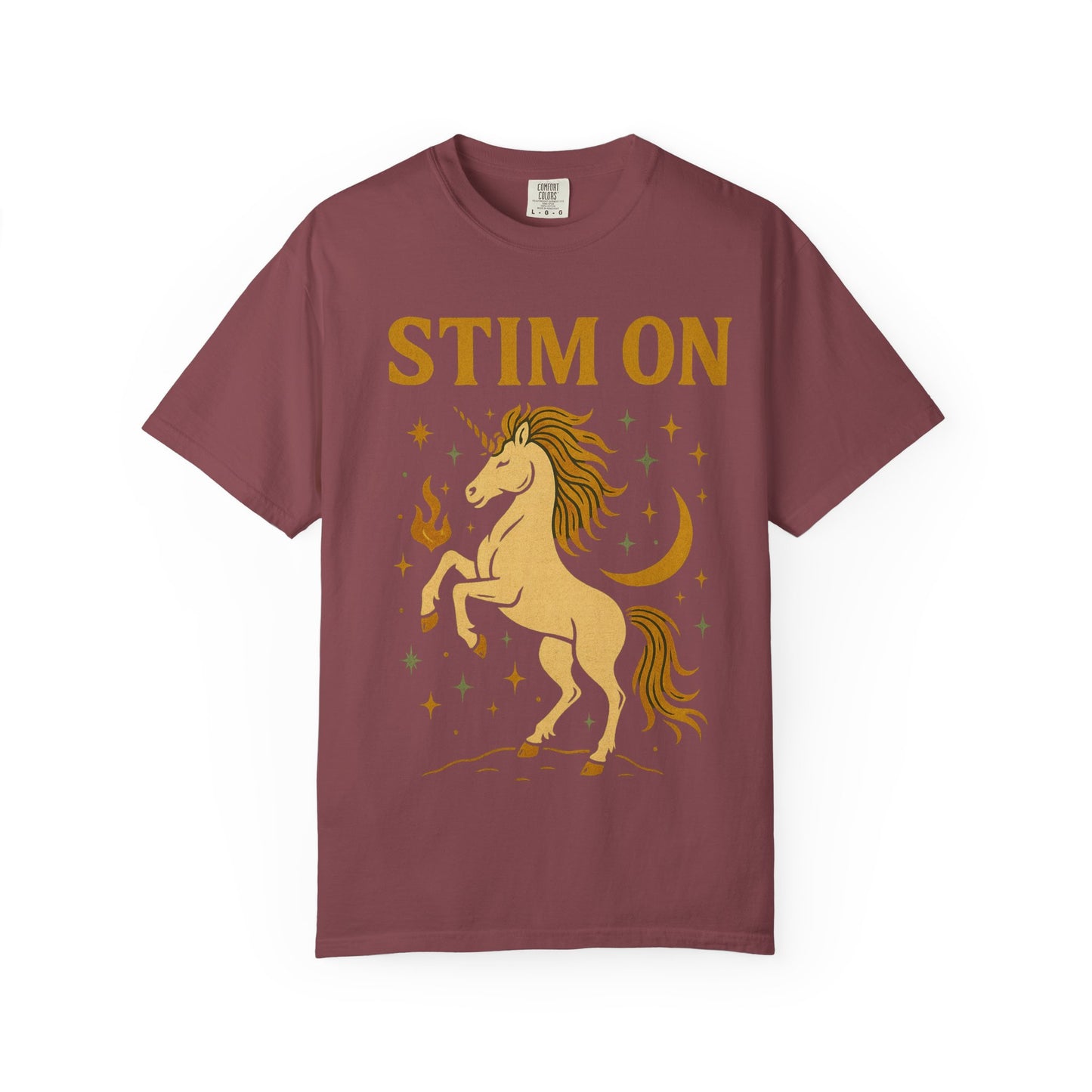 Unisex Garment-Dyed T-Shirt with 'Stim On' Unicorn Design | Fun Casual Wear, Unique Gift, Summer Fashion, Birthday Present, Relaxed Style