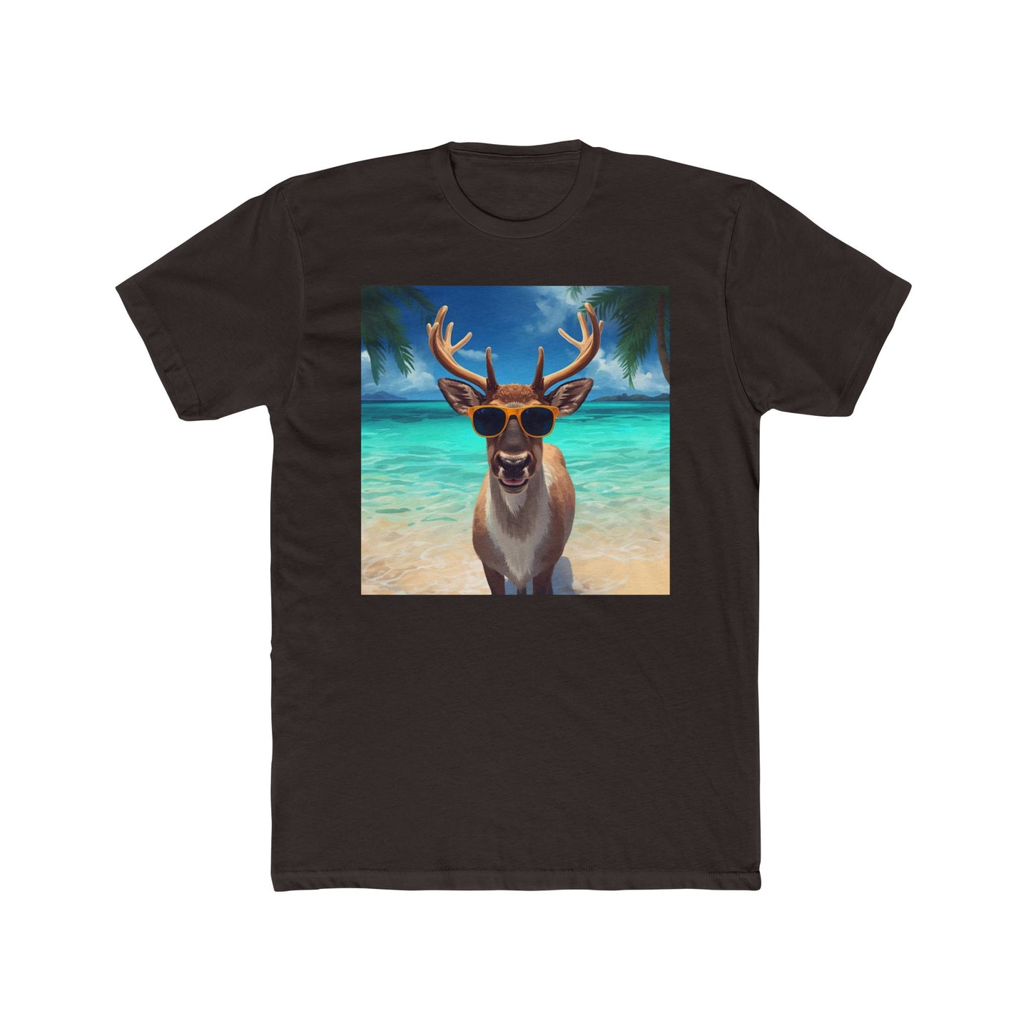 Funny Reindeer Tee, Summer Vibes in Christmas T-Shirt, Casual Outfit, Gift for Animal Lovers, Unique Graphic Tee, Vacation Beachwear