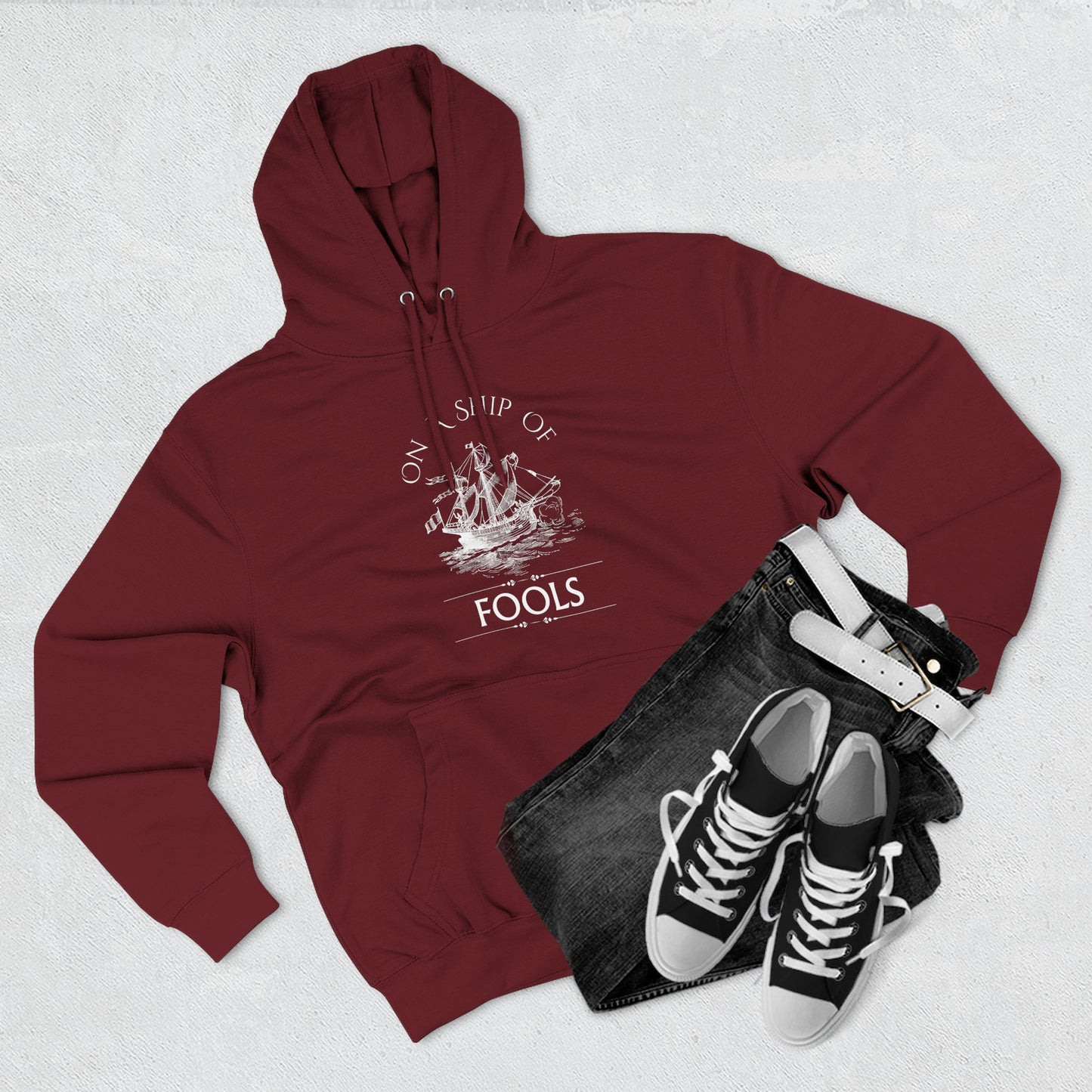 Men's Hoodie - "On a Ship of Fools" Design, Graphic Sweatshirt for Fall, Gift for Music Lovers, Gift for Him