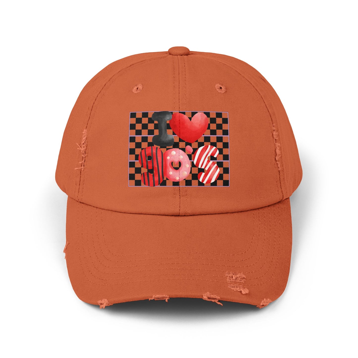 90's Love Unisex Distressed Cap | Retro Hat for Nostalgia Lovers, Vintage Gift, Casual Wear, Festival Accessory, Trendy Streetwear
