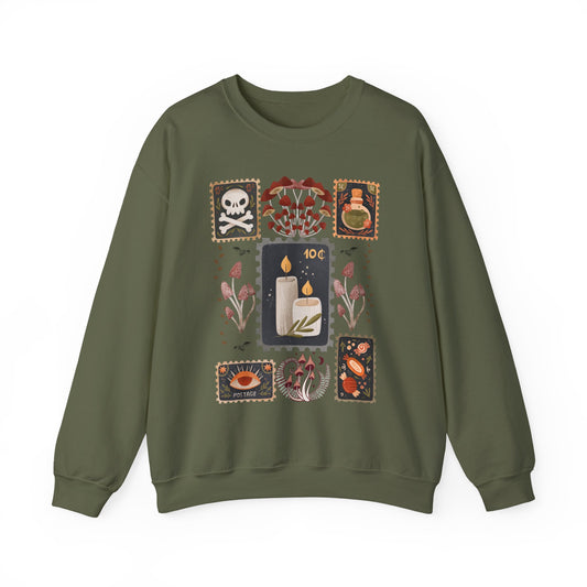 Vintage-Inspired Sweatshirt with Nature and Mystic Elements, Cozy Sweater for Fall, Halloween Gift, Unique Design