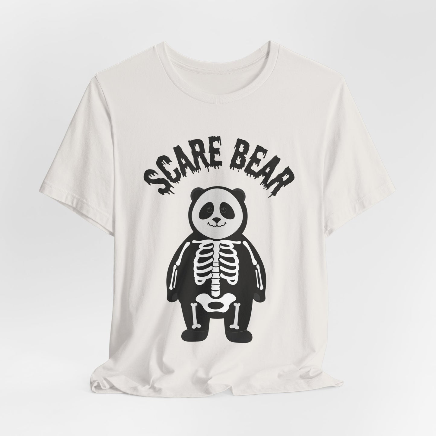 Halloween Scare Bear Tee, Unisex Halloween Shirt, Fall Graphic Tee, Spooky Season Clothing, Cute Skeleton Panda Tee, Skeleton Panda Halloween Costume, Autism-Friendly Tee