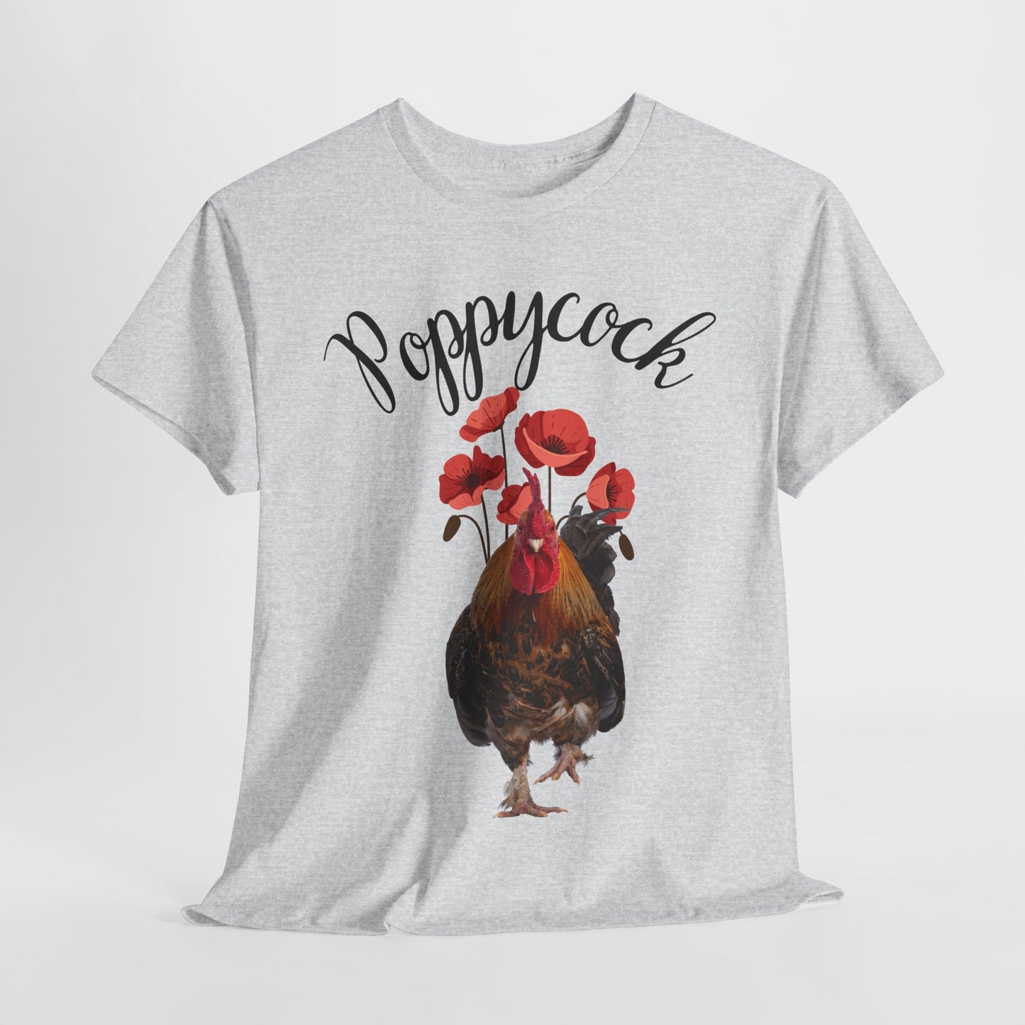 Poppycock Tee Unisex Classic tee, Men's T-shirt, Women's T-shirt, Poppy Flowers, Rooster Shirt, Awesome T-Shirt, Humor, Chicken, Cock Shirt