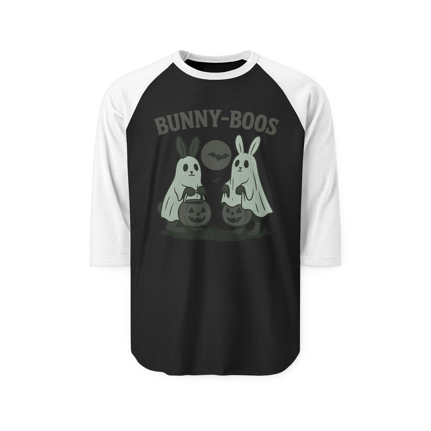 Halloween Bunny-Boos Raglan Shirt, Unisex Tee, Fall Apparel, Cute Halloween Top, Spooky Style, Holiday Gift