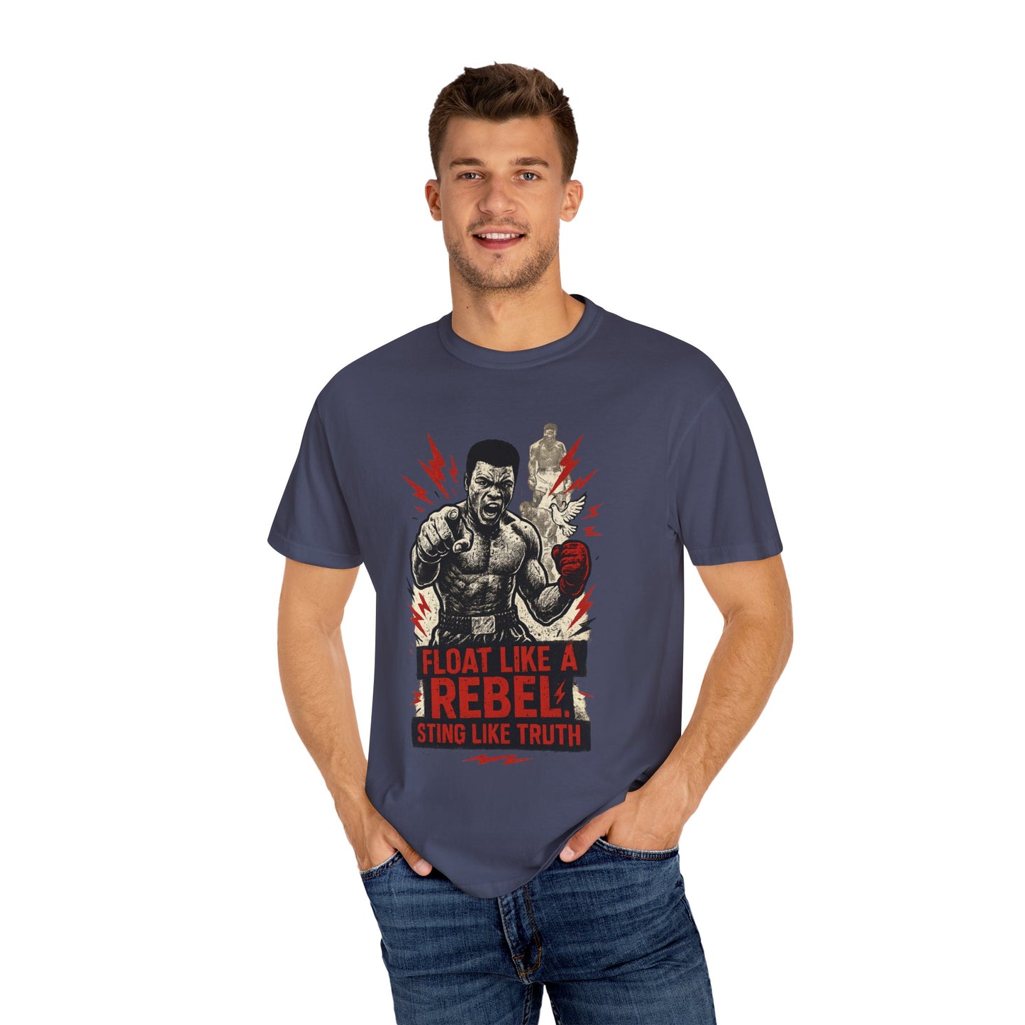 Rebel Spirit T-Shirt, Muhammad Ali Shirt, Gift for Fighters, Motivational Tee for Boxing Fans, Unisex Casual Wear, Sports Enthusiast Shirt