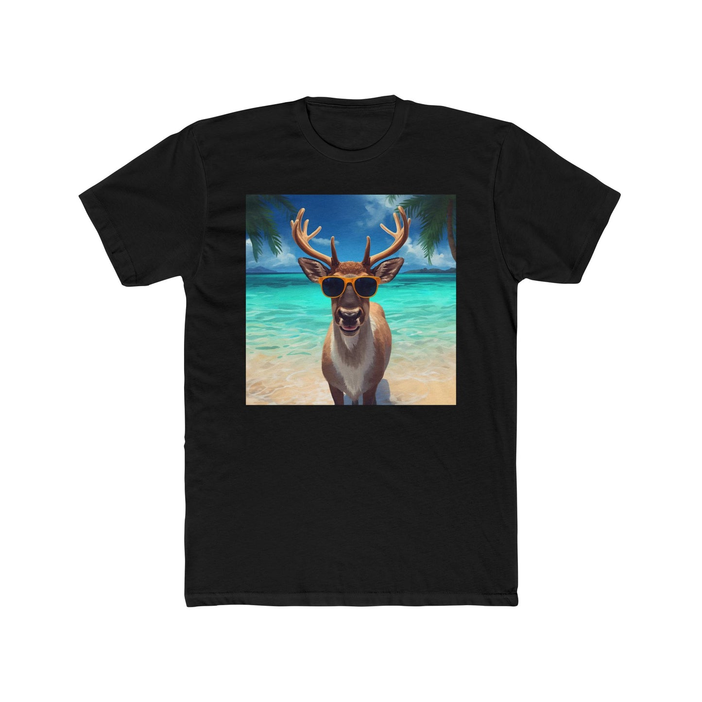 Funny Reindeer Tee, Summer Vibes in Christmas T-Shirt, Casual Outfit, Gift for Animal Lovers, Unique Graphic Tee, Vacation Beachwear