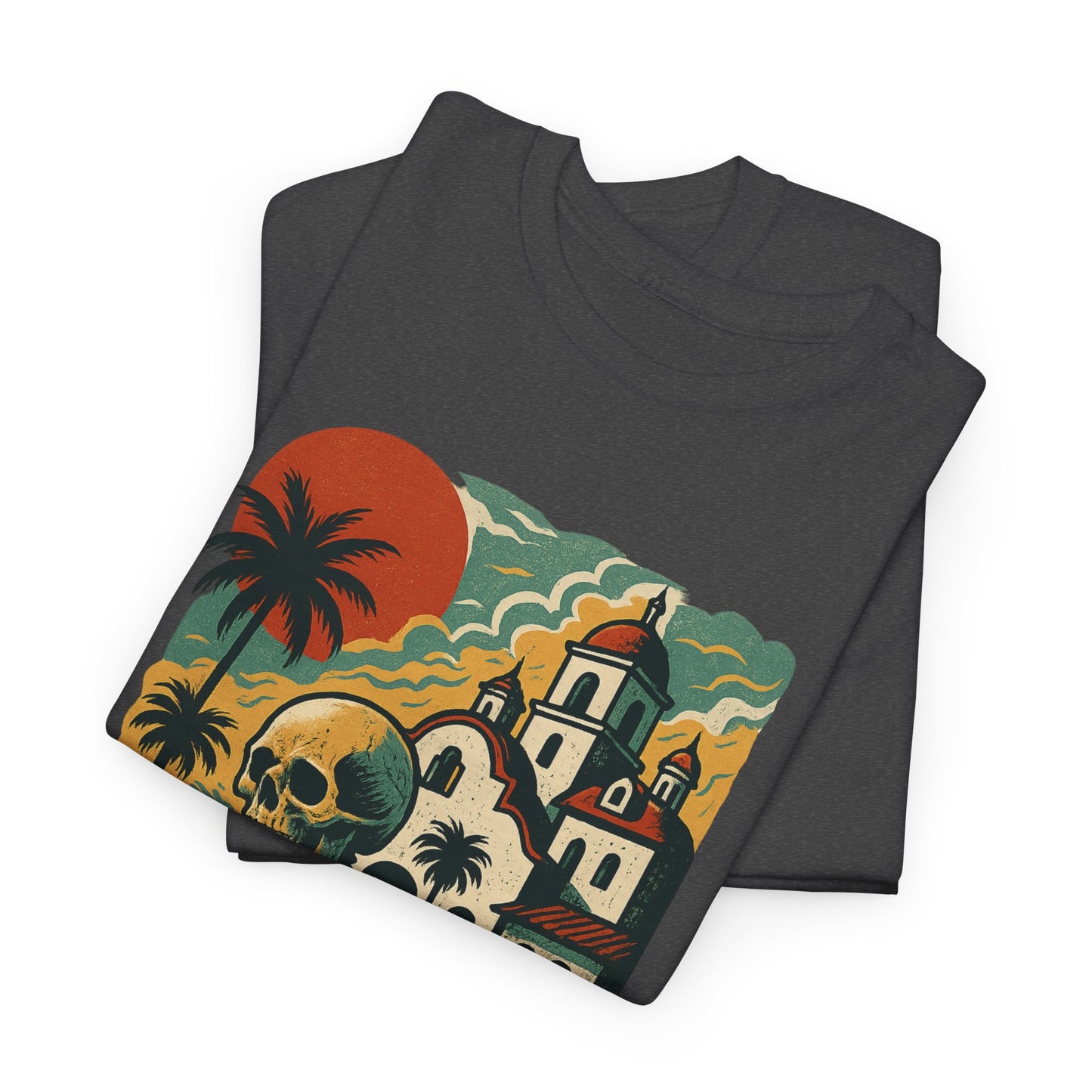 Retro Skeleton Palm Tree Tee, California Hotel, Vintage Beach T-Shirt, Unisex Graphic Top, Summer Vibes Shirt, Ideal for Halloween, Day of the Dead