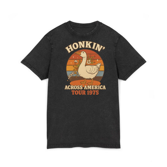 Retro Graphic Tee, Vintage Acid Wash Shirt, Goose Tour T-Shirt, Gifts for Nature Lovers, Casual Summer Outfit