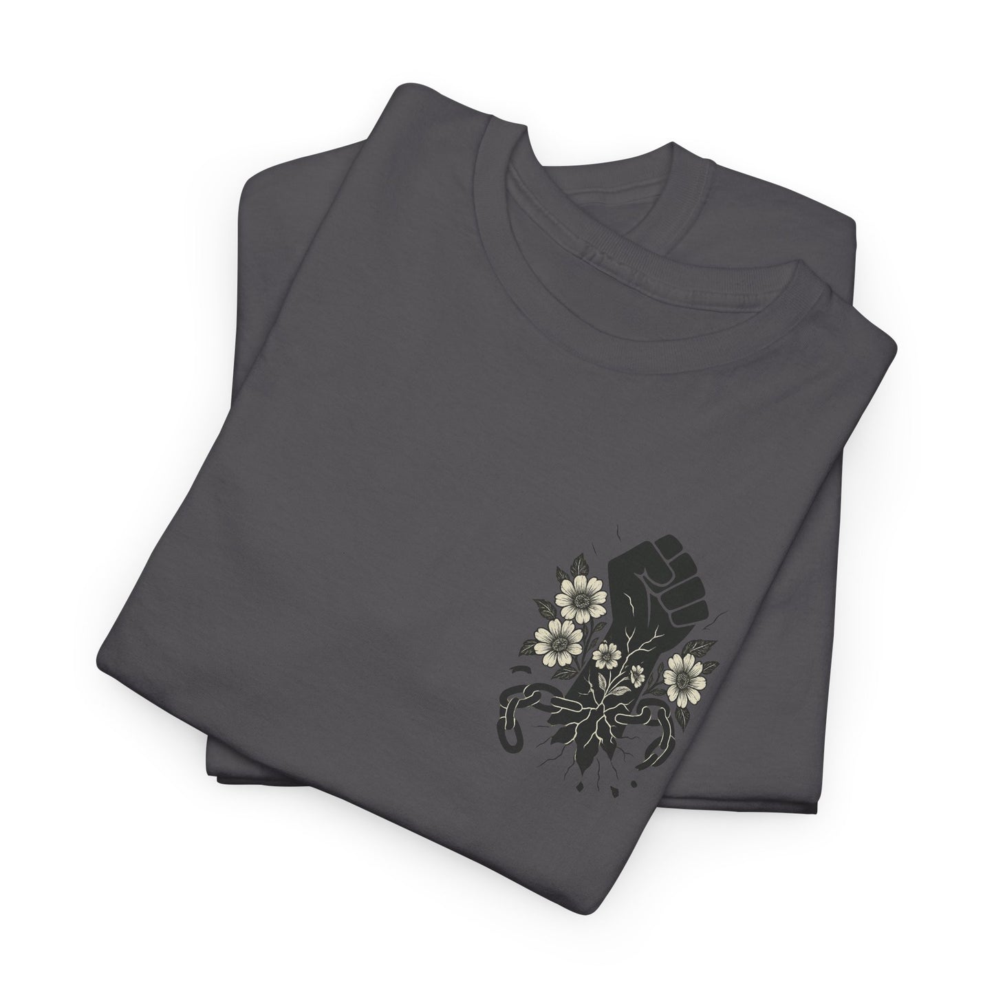 Empowering Statement Tee: Unisex Heavy Cotton Shirt, Protest Wear, Floral Design, Comfortable Casual Top, Activism Apparel