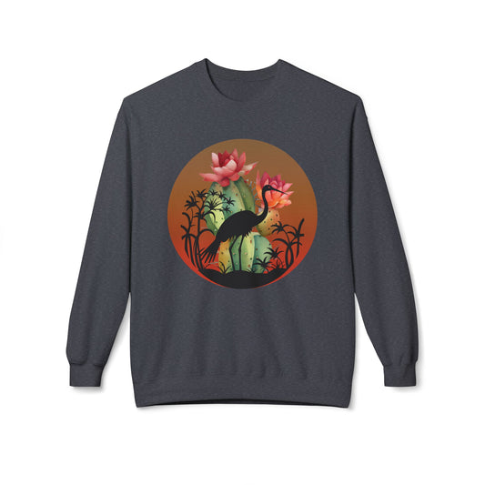 Botanical Crane Sweatshirt - Vintage Floral Crew - Garden Lover Apparel - Nature Inspired Gift