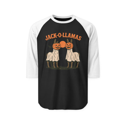 Jack-O-Llamas Halloween Raglan Shirt, Unisex Halloween Shirt, Fun Fall Apparel, Pumpkin Costume Tee, Halloween Party Outfit