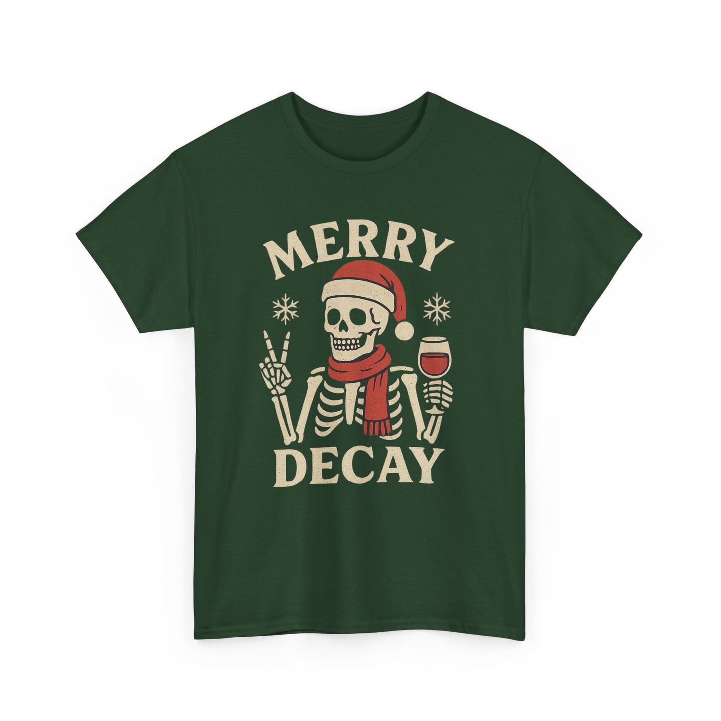 Merry Decay Skeleton Tee, Halloween Shirt, Holiday Graphic Tee, Unisex Casual Wear, Vintage Christmas Apparel