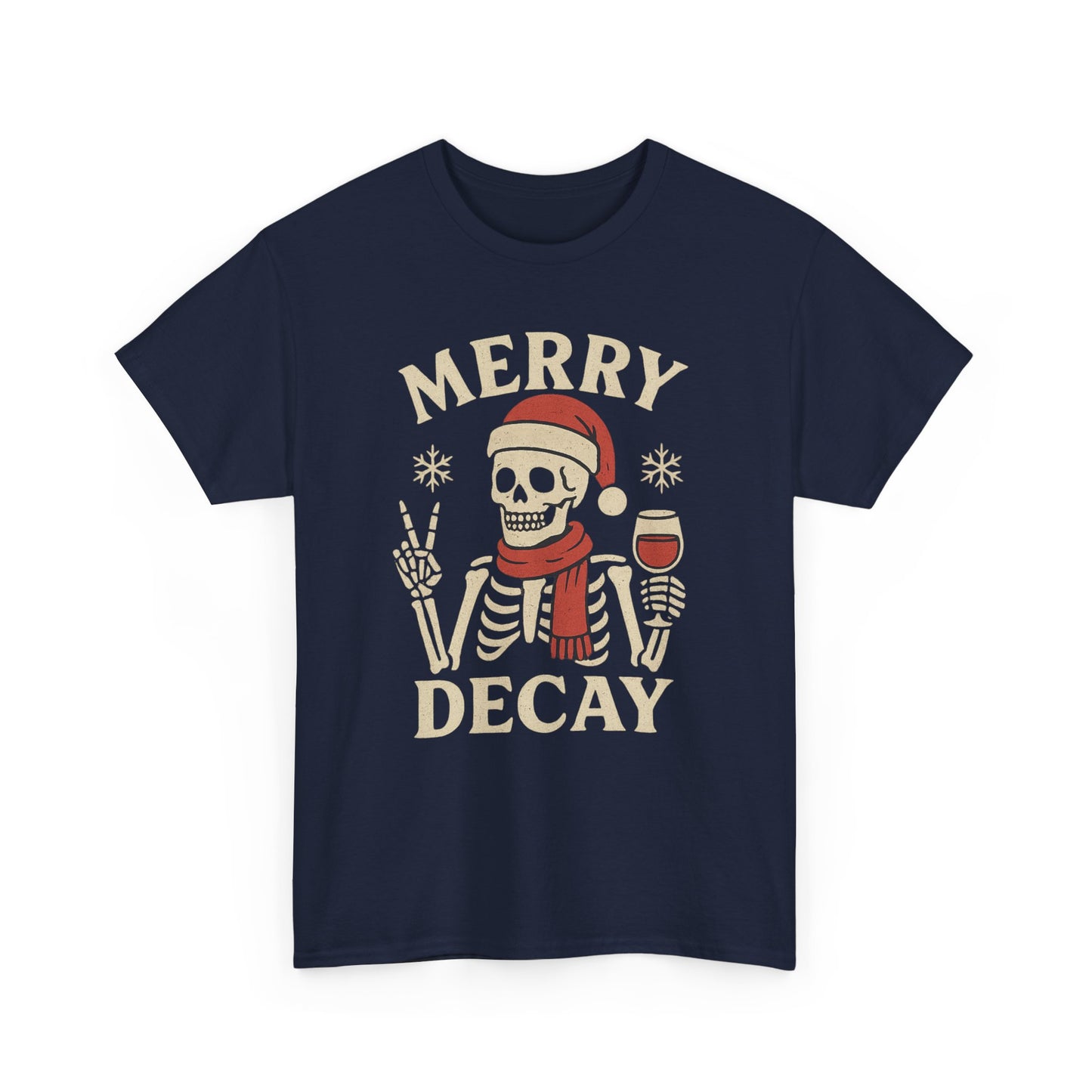 Merry Decay Skeleton Tee, Halloween Shirt, Holiday Graphic Tee, Unisex Casual Wear, Vintage Christmas Apparel