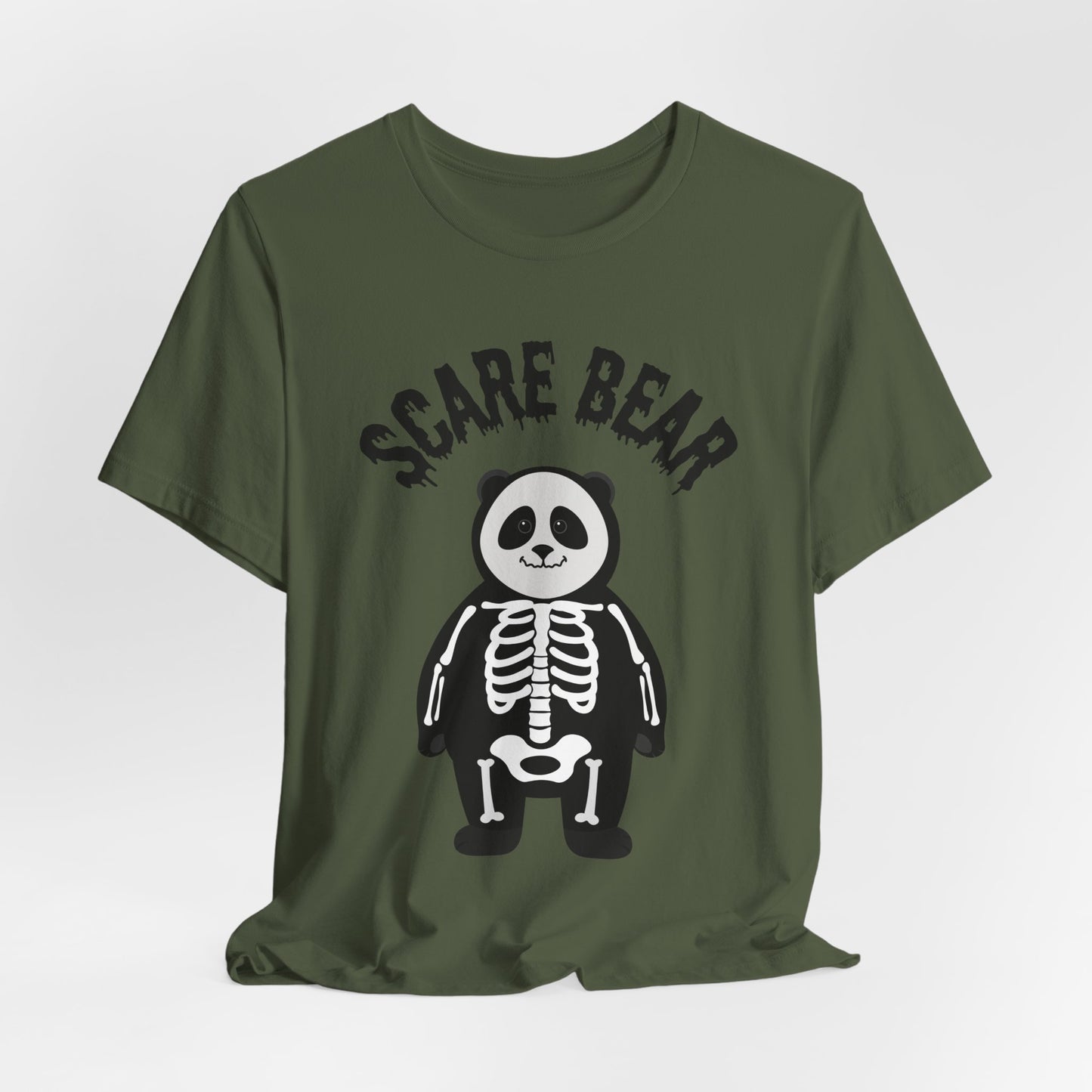 Halloween Scare Bear Tee, Unisex Halloween Shirt, Fall Graphic Tee, Spooky Season Clothing, Cute Skeleton Panda Tee, Skeleton Panda Halloween Costume, Autism-Friendly Tee