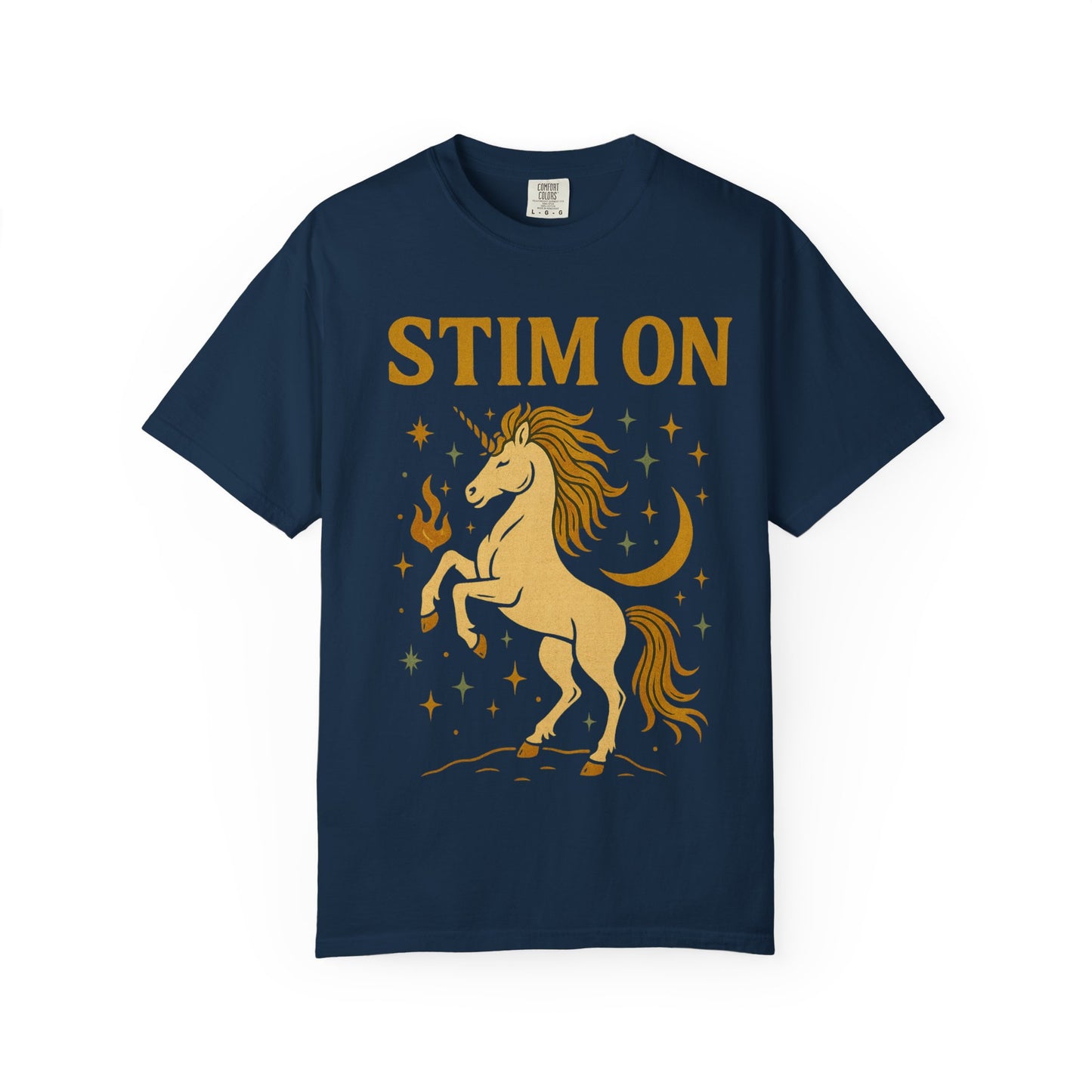 Unisex Garment-Dyed T-Shirt with 'Stim On' Unicorn Design | Fun Casual Wear, Unique Gift, Summer Fashion, Birthday Present, Relaxed Style