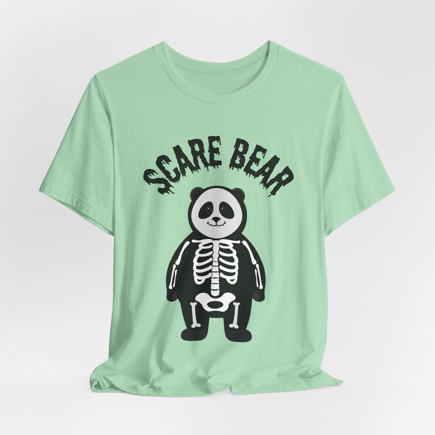 Halloween Scare Bear Tee, Unisex Halloween Shirt, Fall Graphic Tee, Spooky Season Clothing, Cute Skeleton Panda Tee, Skeleton Panda Halloween Costume, Autism-Friendly Tee