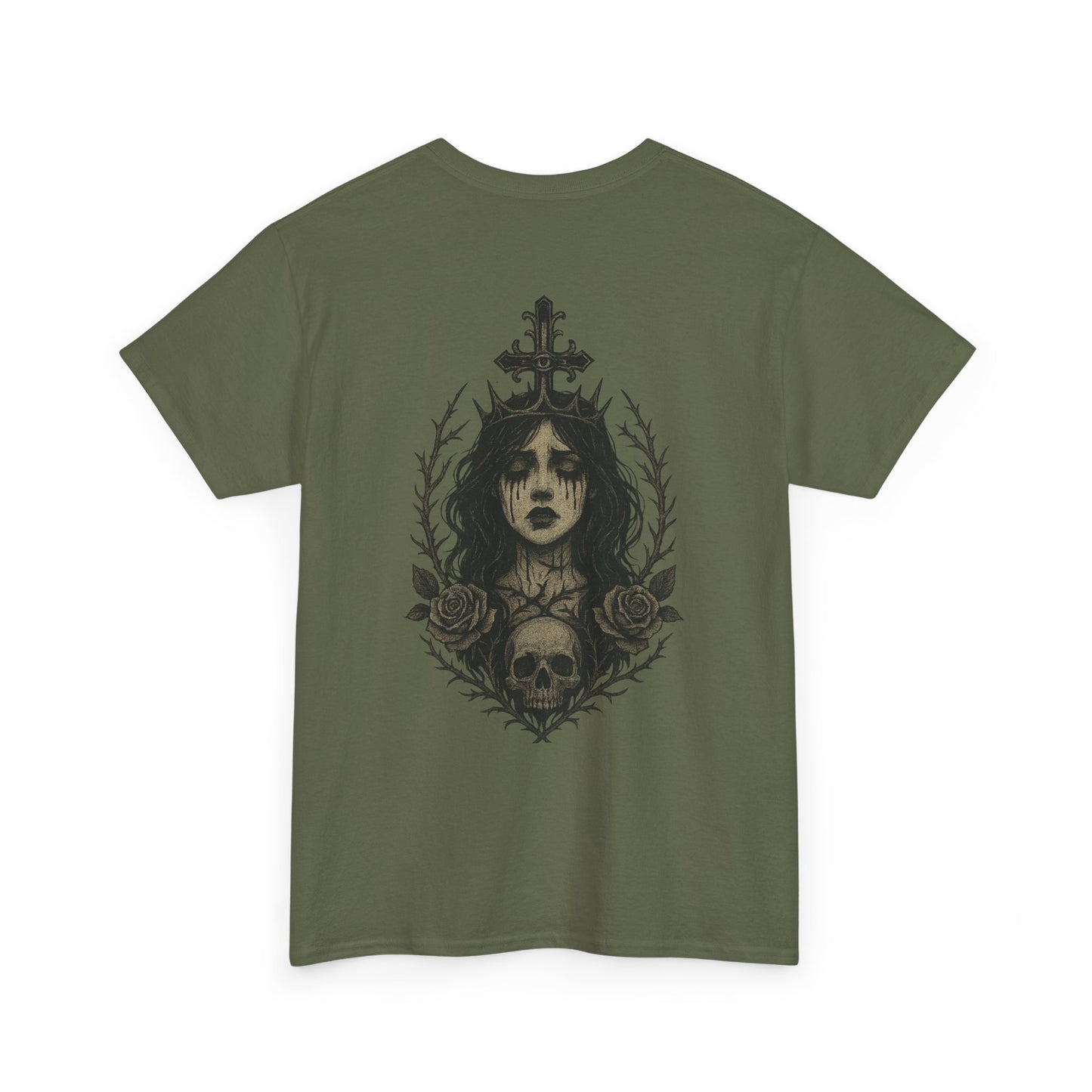Gothic Lady Graphic Tee - Unisex Heavy Cotton Shirt, Bad Omen Alternative Fashion, Gift for Halloween, Outfit for Edgy Style, Unique Statement Top
