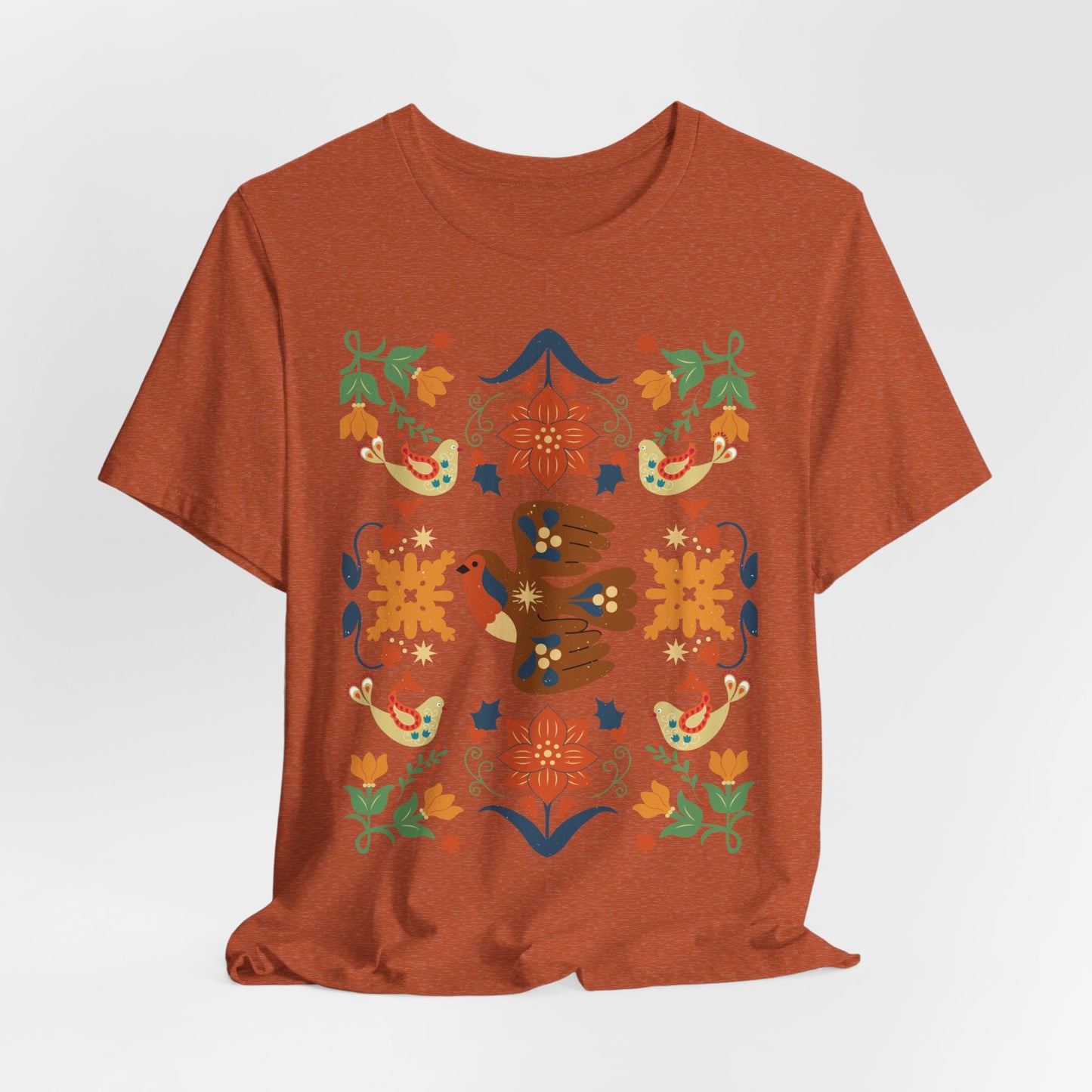 Bohemian Nature Tee: Botanical Bird Print | Vintage Earthy Aesthetic, Bohemian Style T-Shirt, Unique Gift for Any Occasion