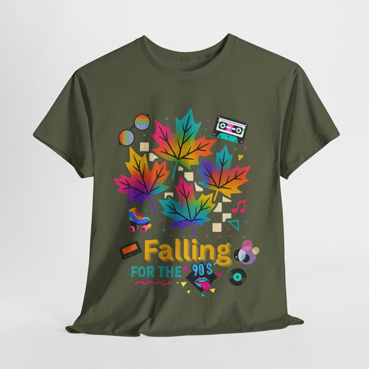 Fall 90s Vibes Tee, 90s Nostalgia T-shirt, Neon Fall Leaves