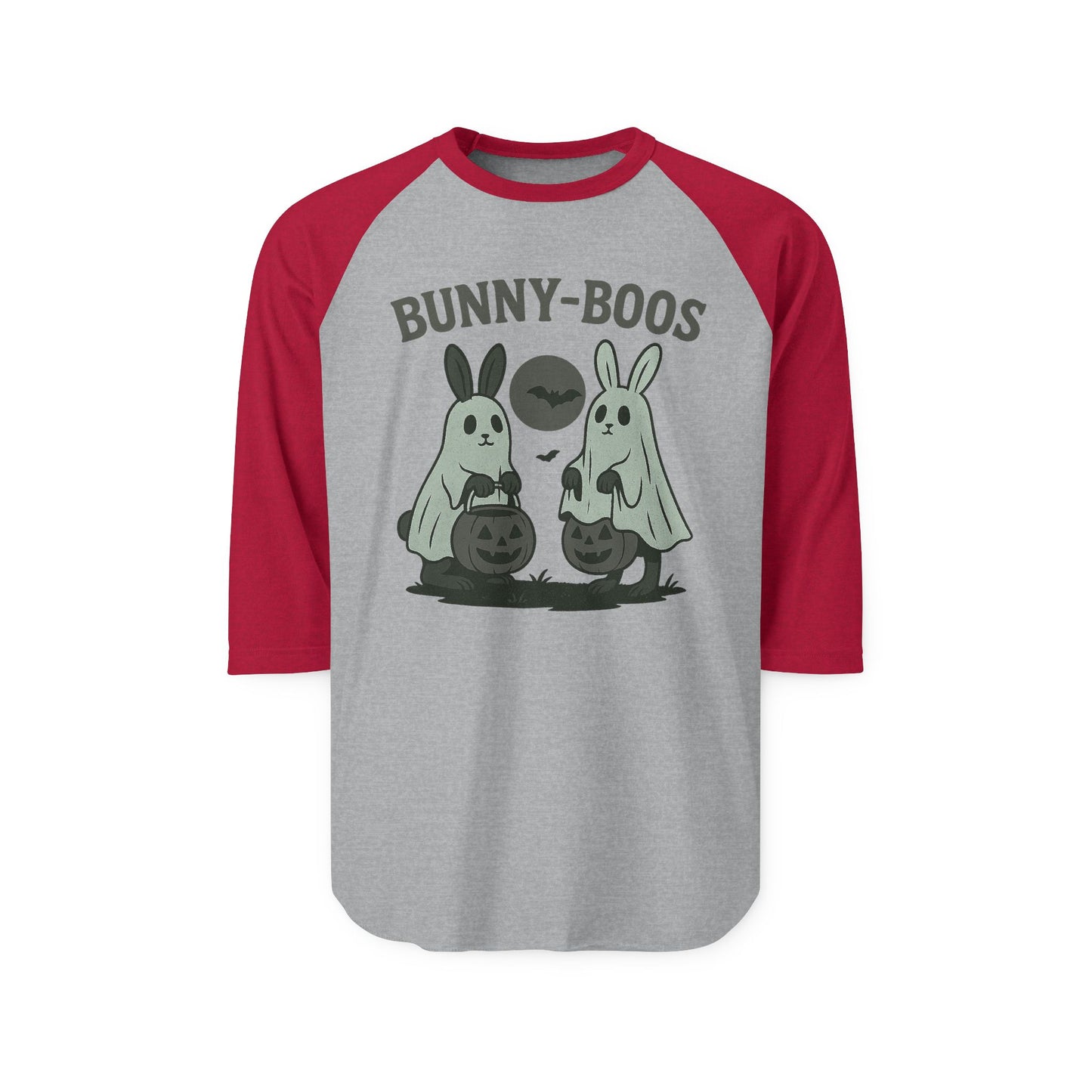 Halloween Bunny-Boos Raglan Shirt, Unisex Tee, Fall Apparel, Cute Halloween Top, Spooky Style, Holiday Gift