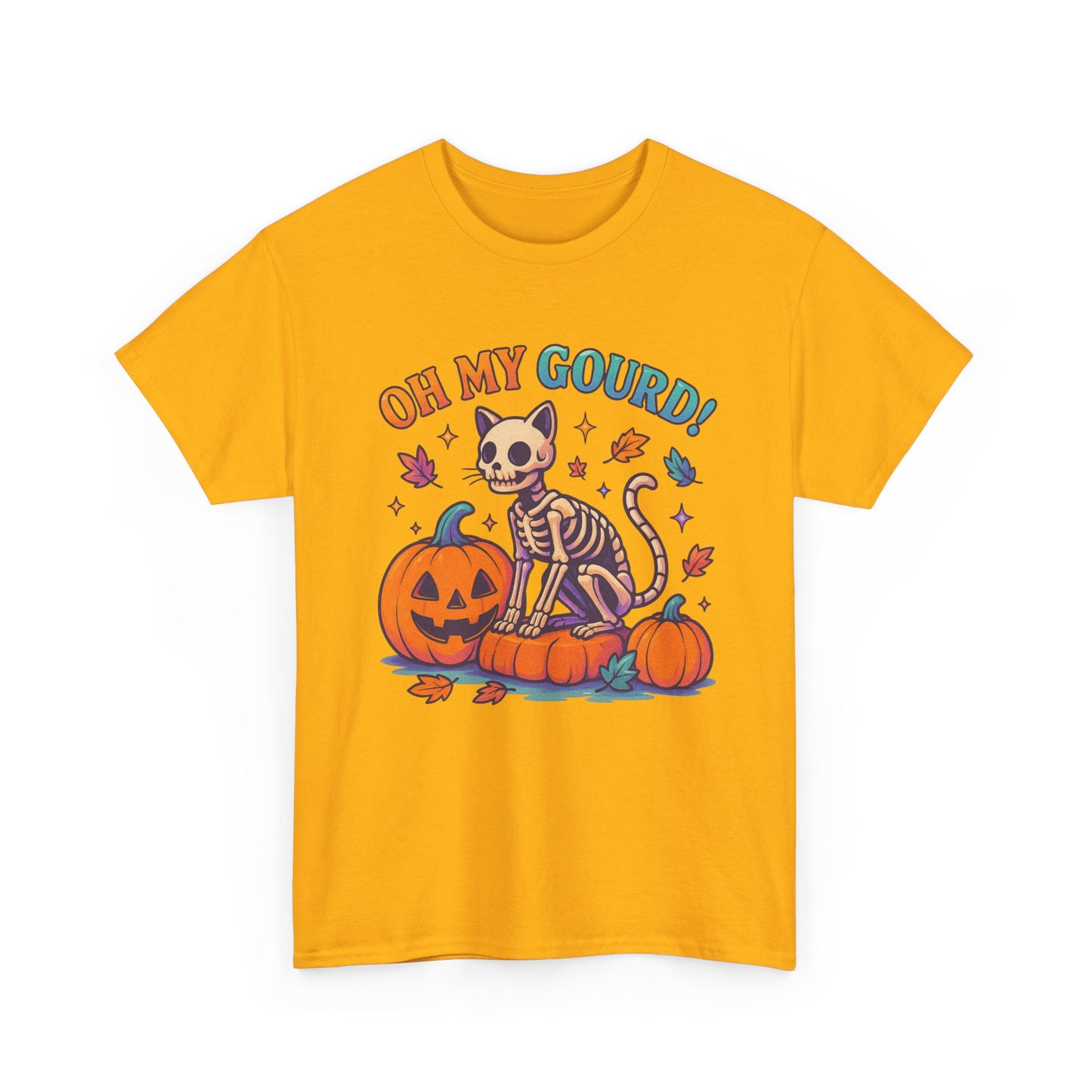 Halloween Cat Tee, Heavy Cotton T-Shirt, Fall Fashion, Cute Halloween Shirt, Pumpkin Lover Gift, Spooky Season Apparel