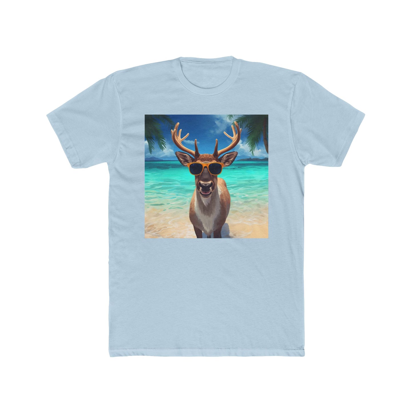 Funny Reindeer Tee, Summer Vibes in Christmas T-Shirt, Casual Outfit, Gift for Animal Lovers, Unique Graphic Tee, Vacation Beachwear