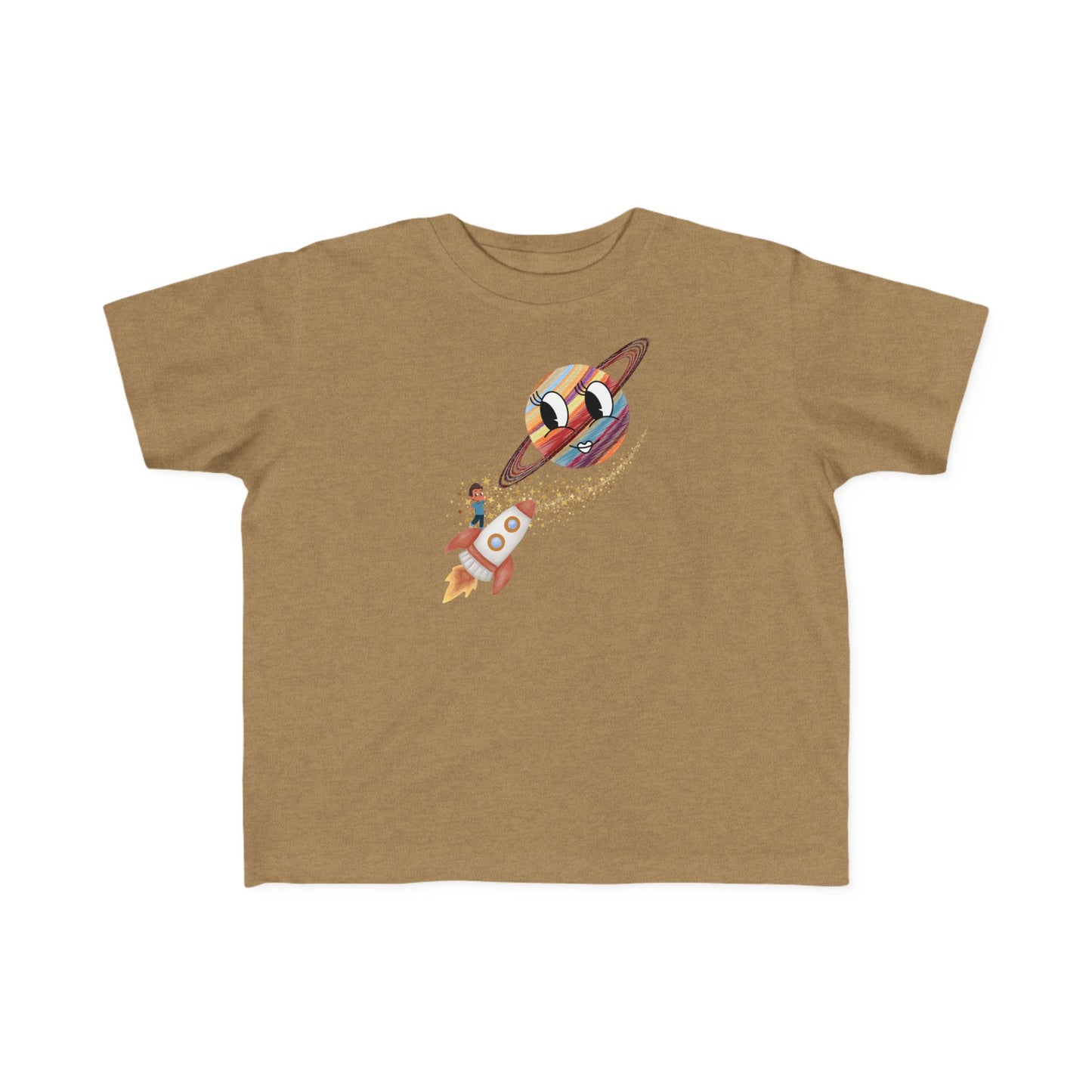 Smiling Saturn Rocket T-Shirt: Space Adventure for Kids, Future Astronauts