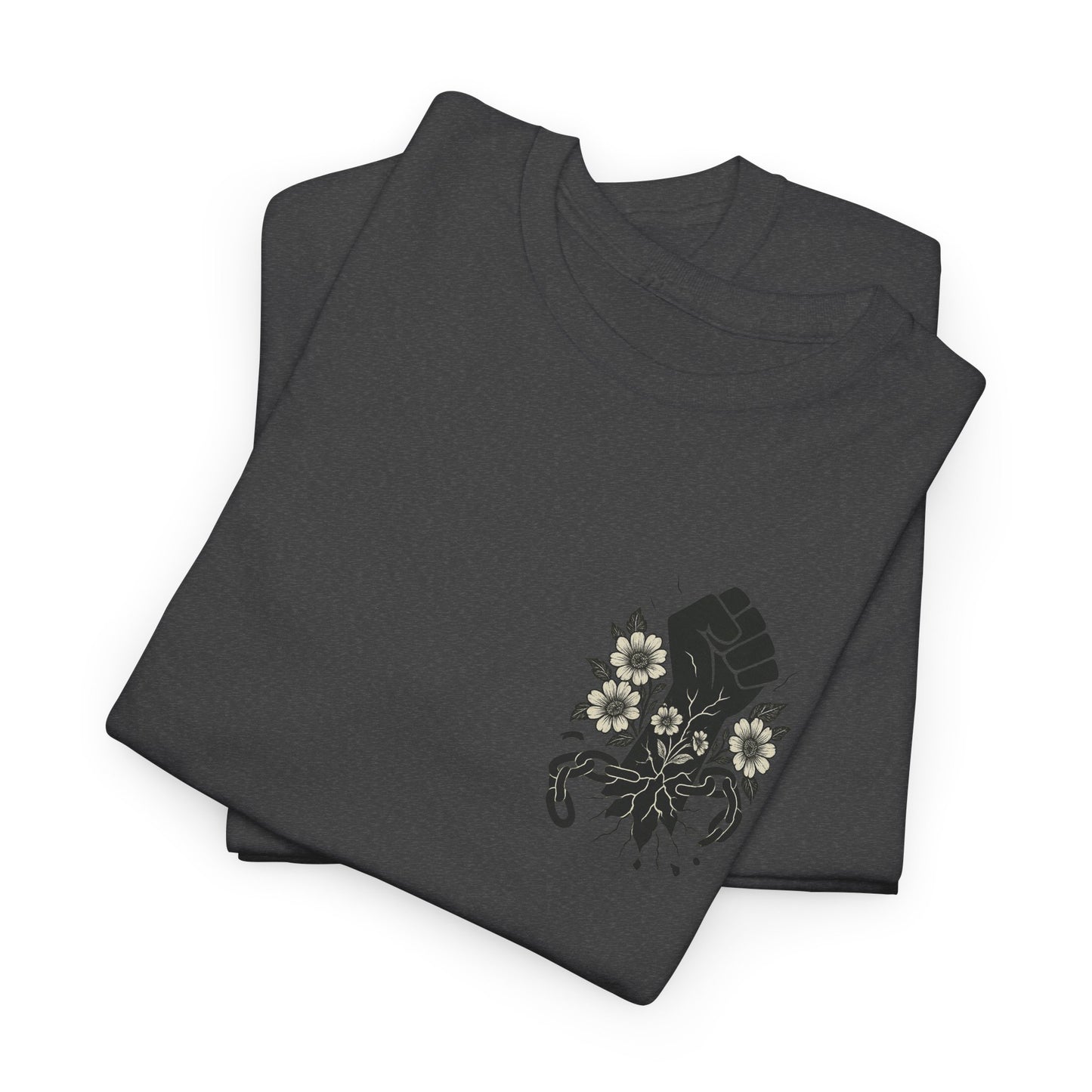 Empowering Statement Tee: Unisex Heavy Cotton Shirt, Protest Wear, Floral Design, Comfortable Casual Top, Activism Apparel