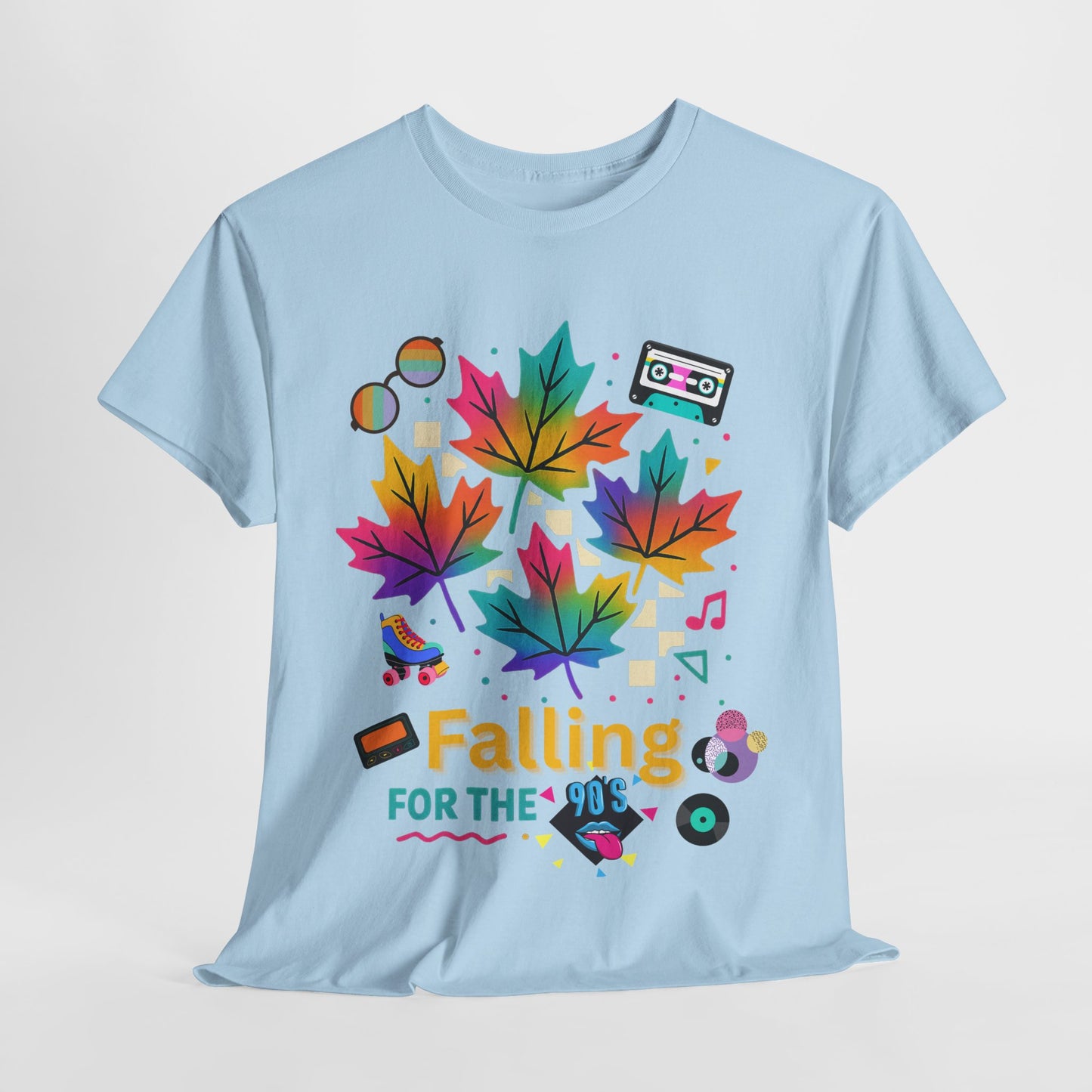 Fall 90s Vibes Tee, 90s Nostalgia T-shirt, Neon Fall Leaves