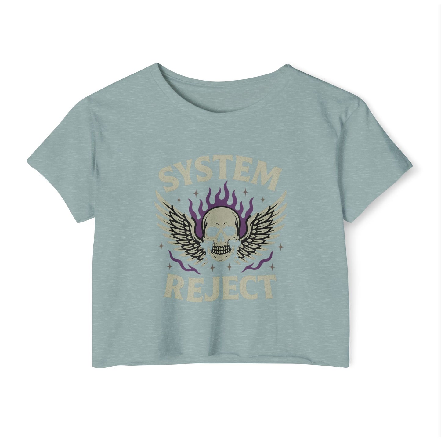 Women's Festival Crop Top with 'SYSTEM REJECT' Graphic, Bohemian Style Activewear, Music Festival Outfit, Edgy Summer Top, Streetwear [...]